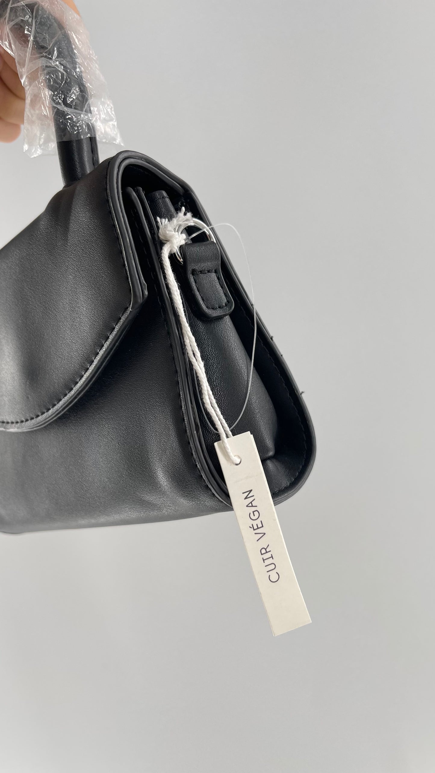 Urban Outfitters Black Vegan Leather Ultra Mini Purse with Detachable Crossbody Strap
