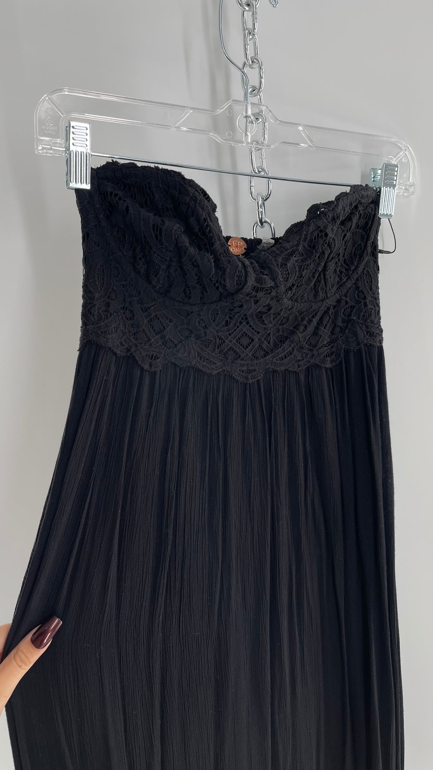 Free People Adella Black Full Length Maxi Dress (Small)