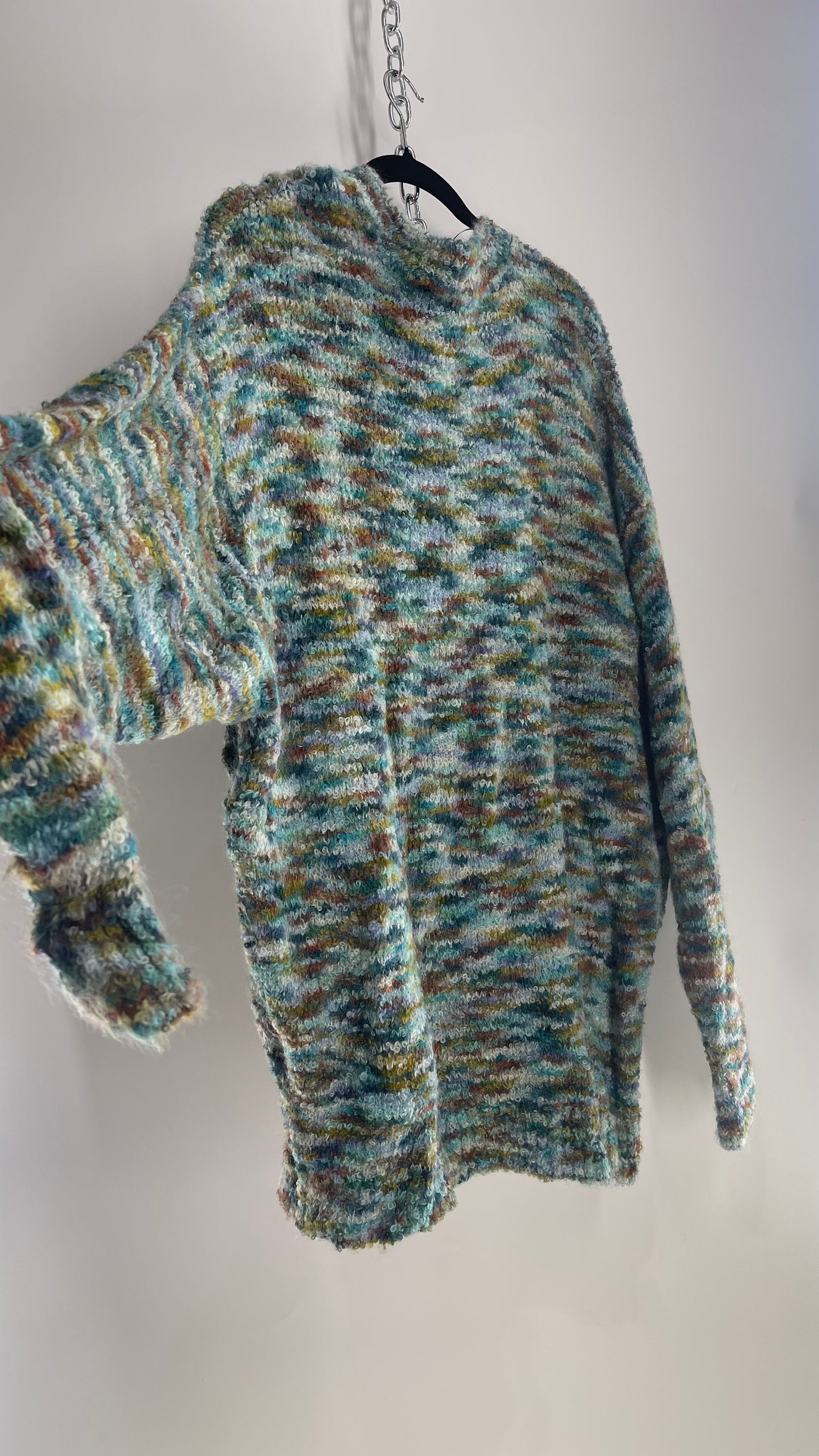 Free People 72% Alpaca 21.5% Wool Green/Blue Sweater (Medium)