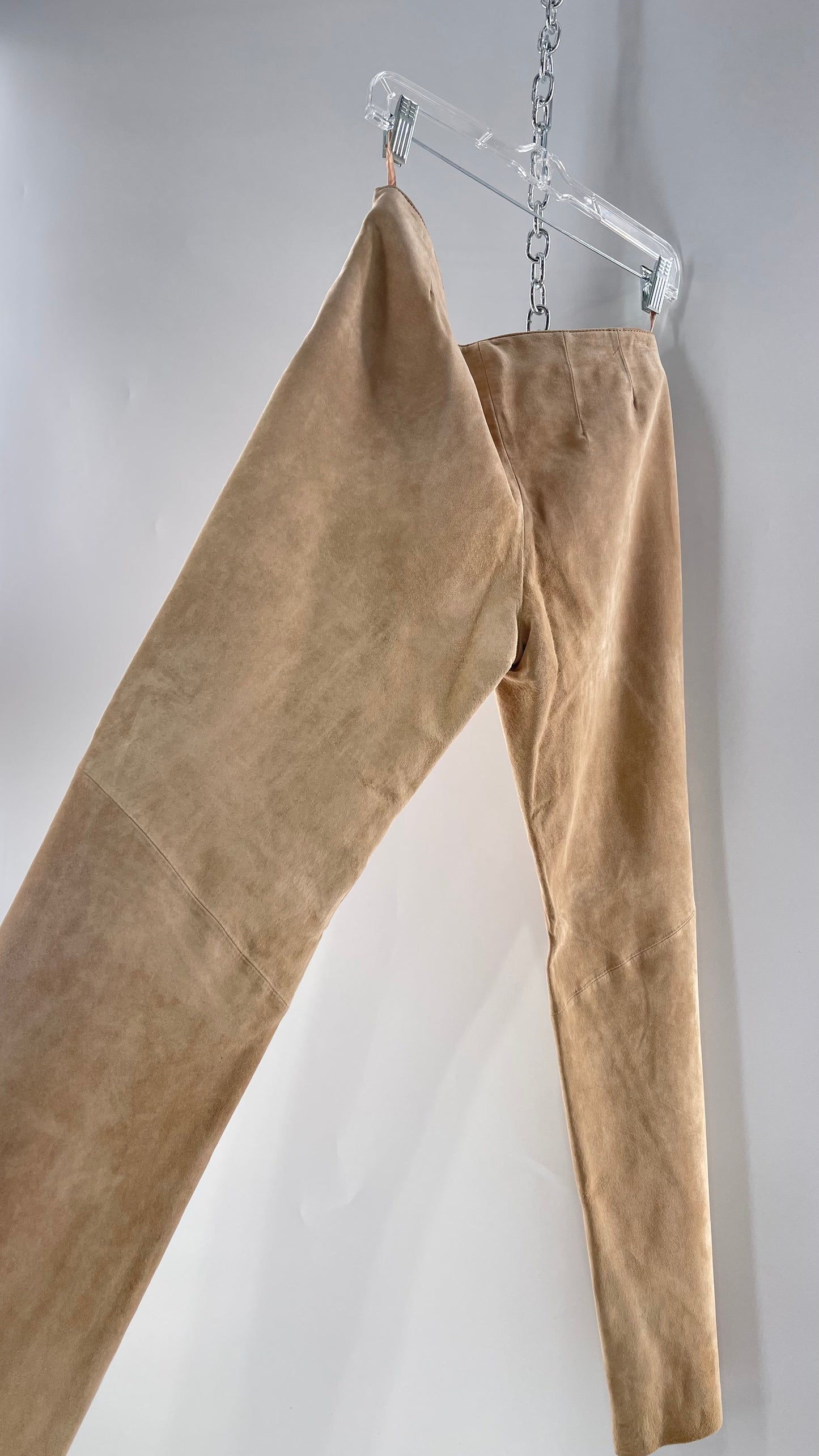 Deadstock Vintage Slouchy SienaStudio Oatmeal Tan Suede Pants (8)