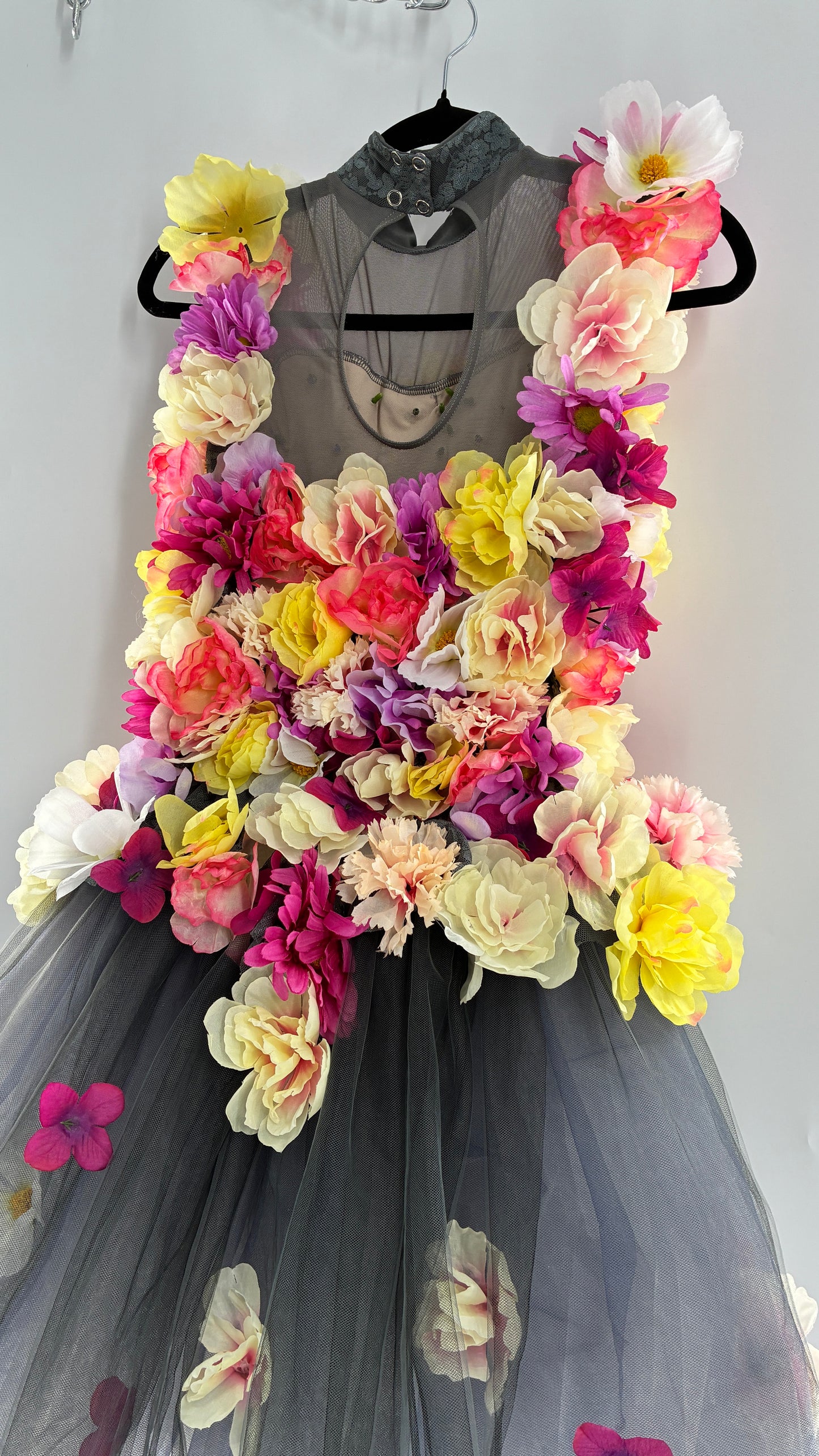Floral Appliqué Abstract Display Mini Dress (S/M)