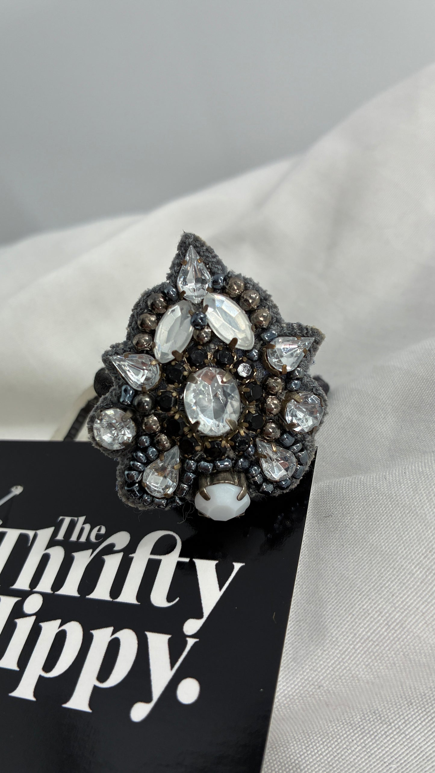 Anthropologie Rhinestone Beaded Appliqué Hair Tie