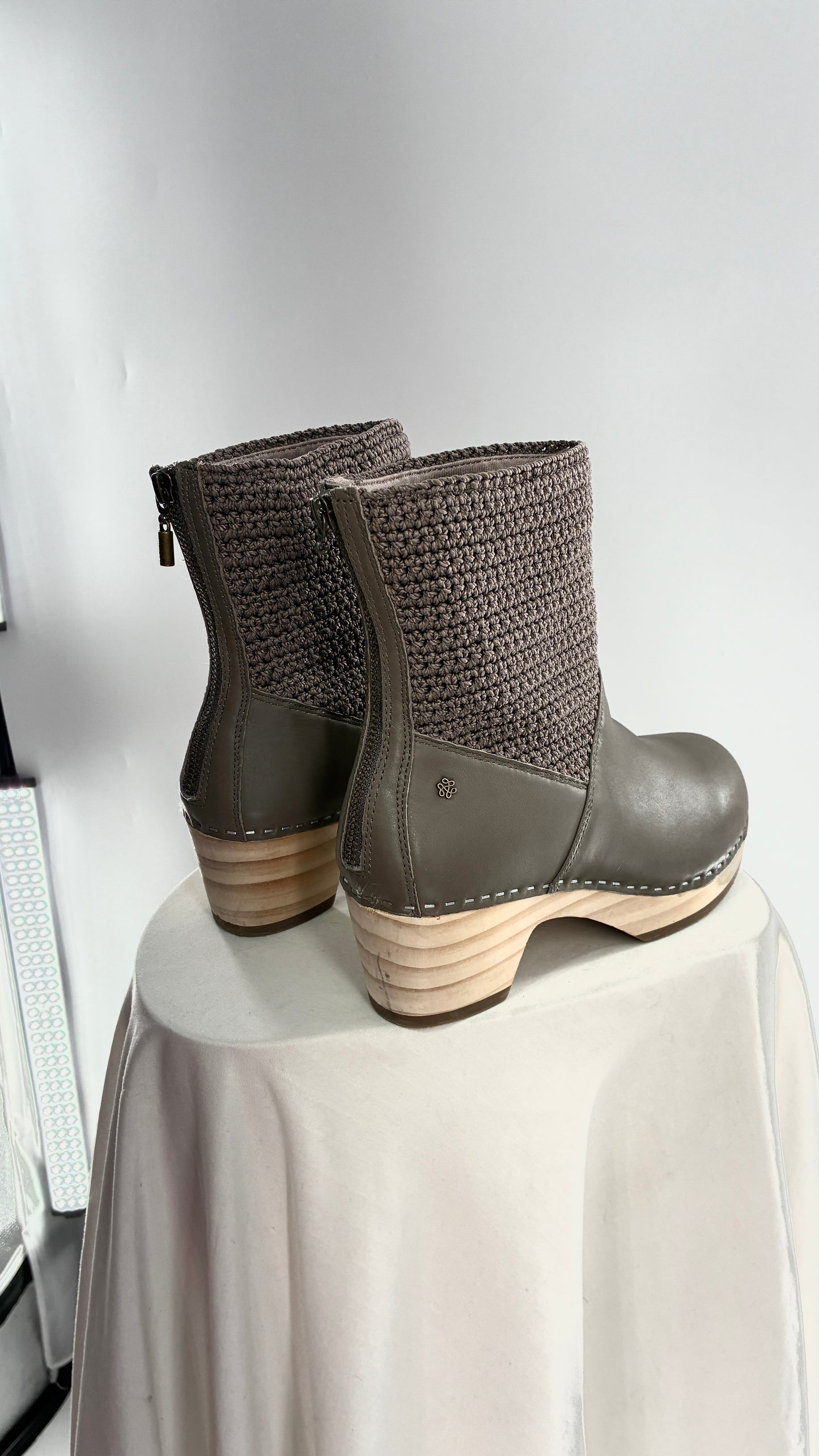 THE SAK Crochet and Leather Wooden Clog Boots (7)