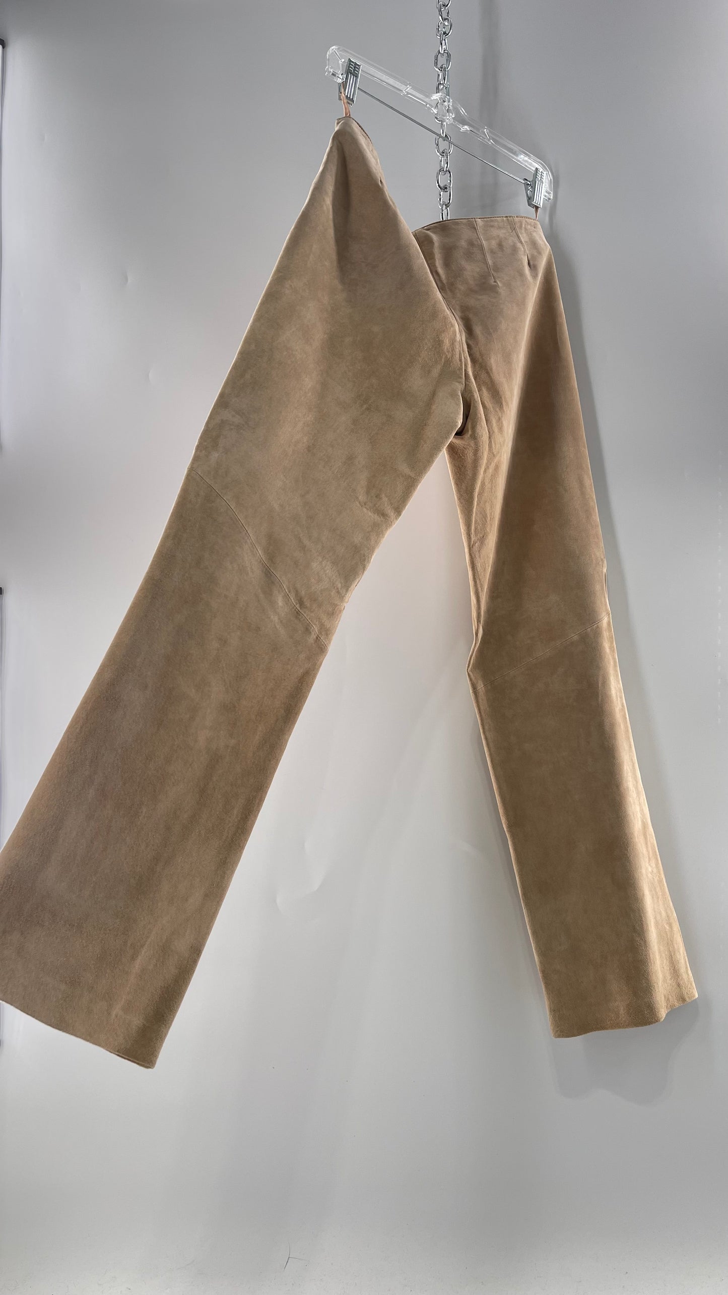 Deadstock Vintage Slouchy SienaStudio Oatmeal Tan Suede Pants (8)