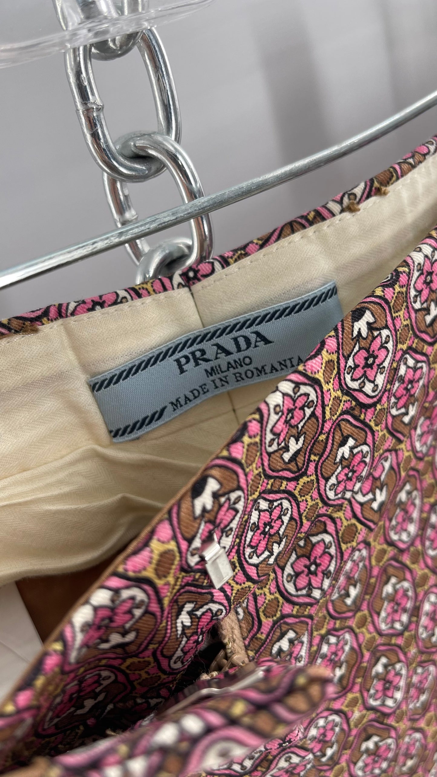 Vintage PRADA Trouser Brown Pink 1970s Style Pattern (28)