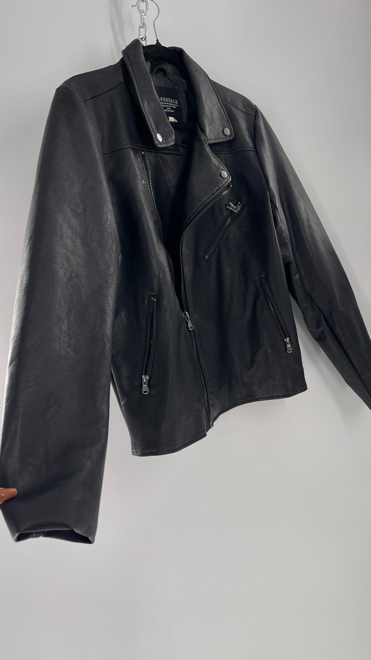 Riverdale Vegan Leather Jacket with Southside Serpents Embroidered Back (Medium)