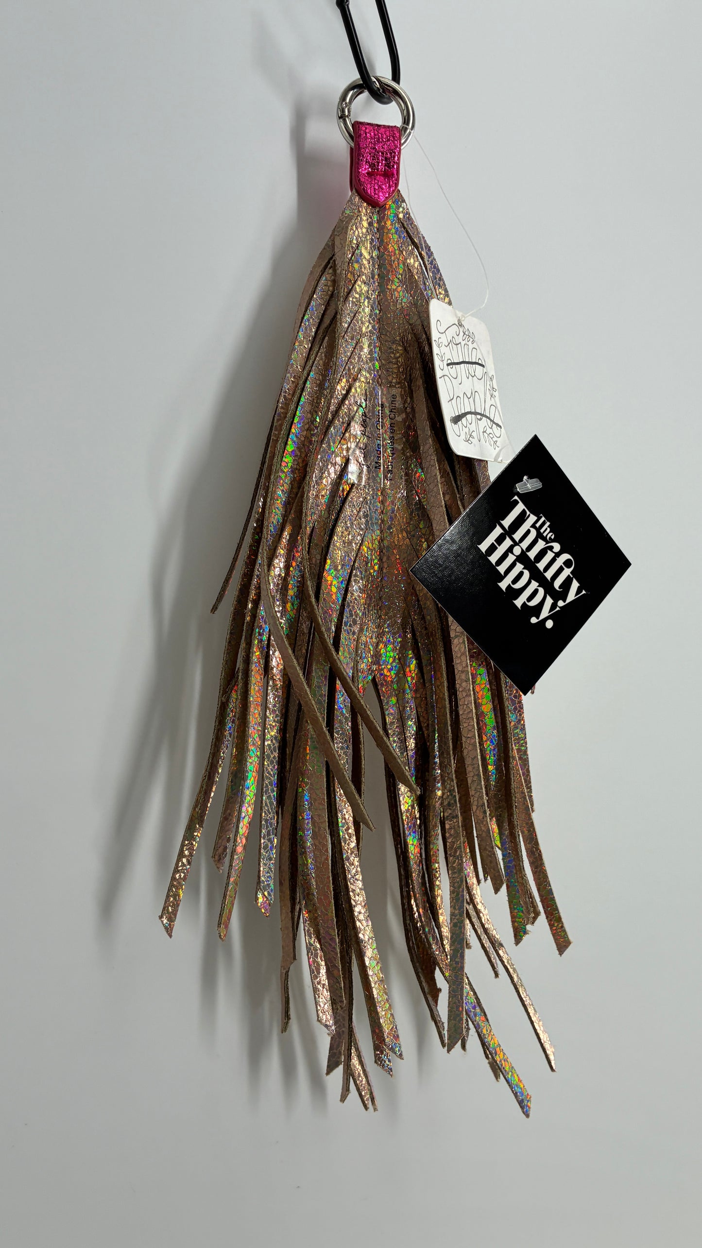Free People Iridescent Feather Keychain with Tags Attached