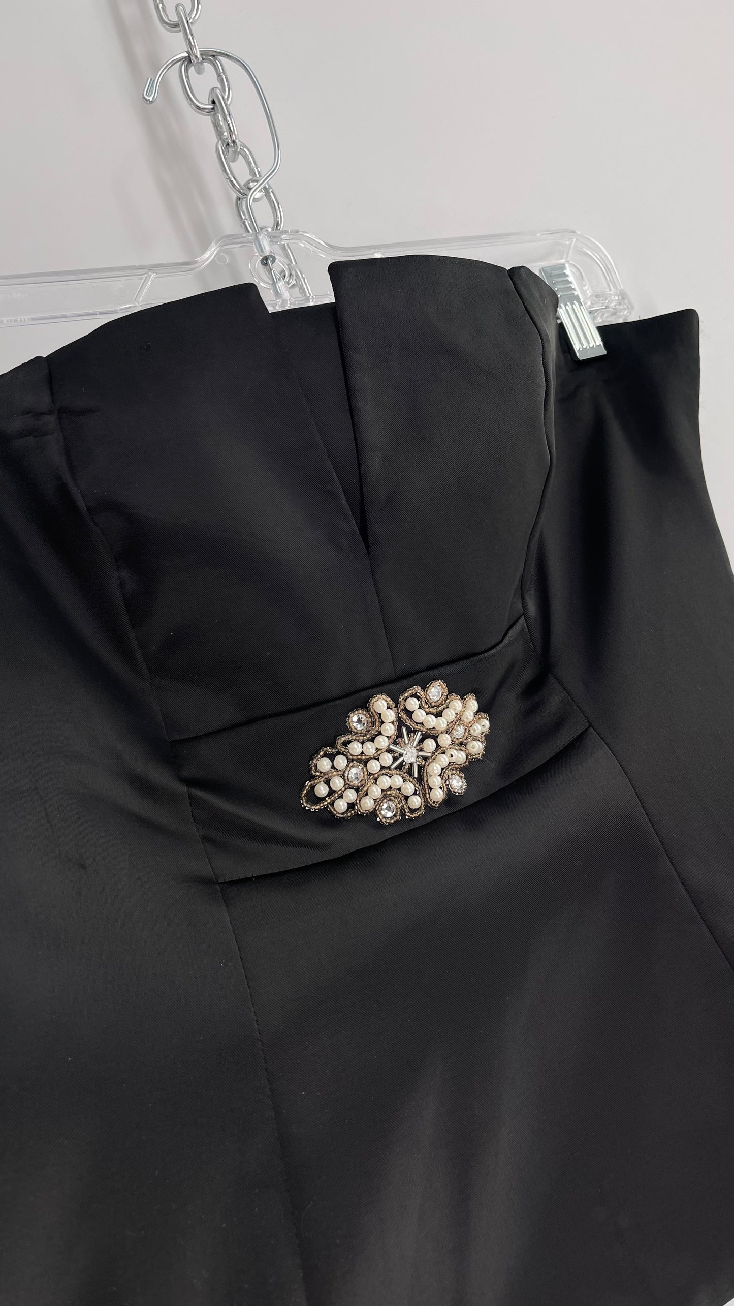 VENUS Vintage Black Tube Top with Embellishment and Corseted Back (6)