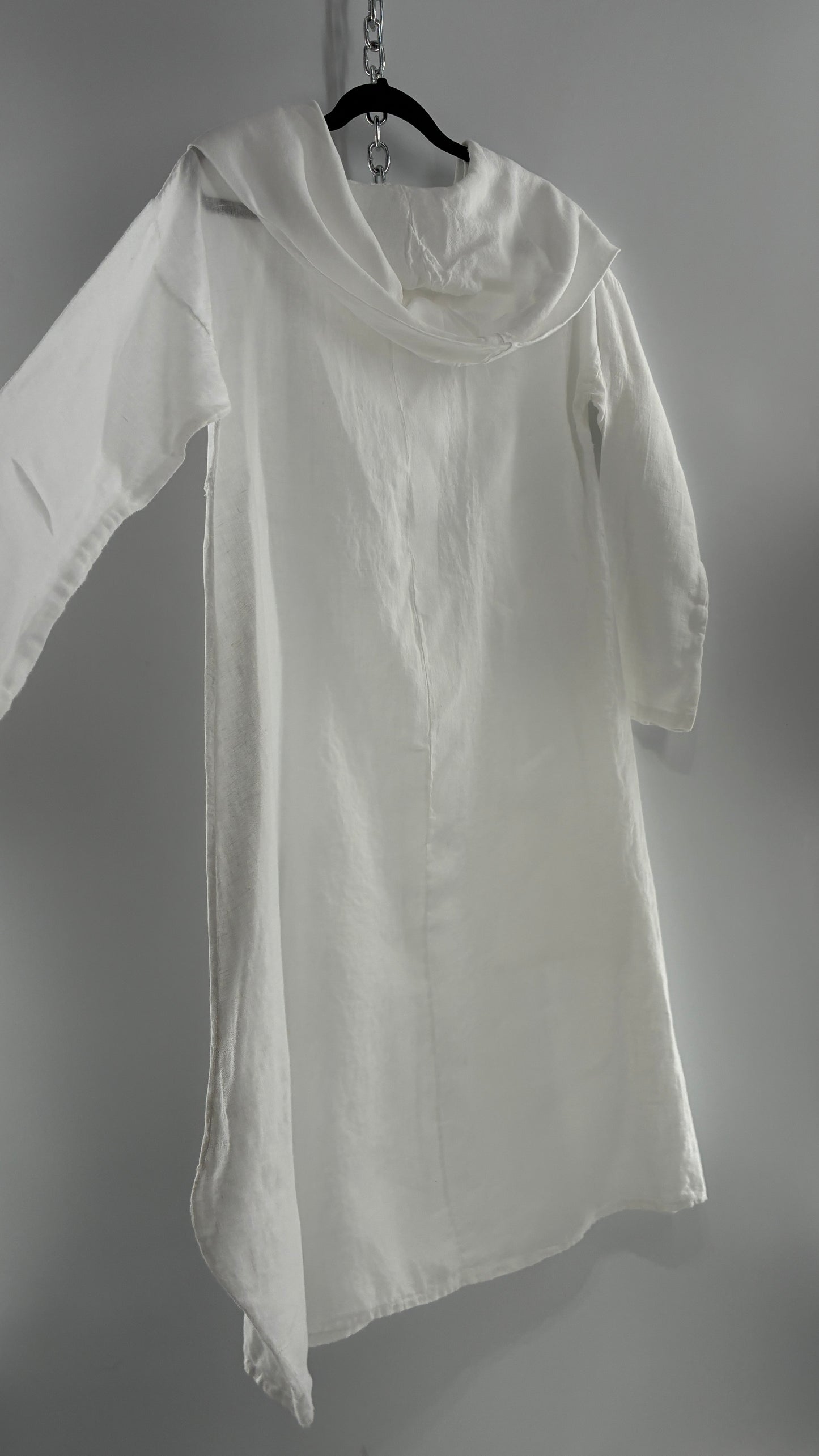 Vintage White 100% Linen Made in Italy Blouse Dress (Large)