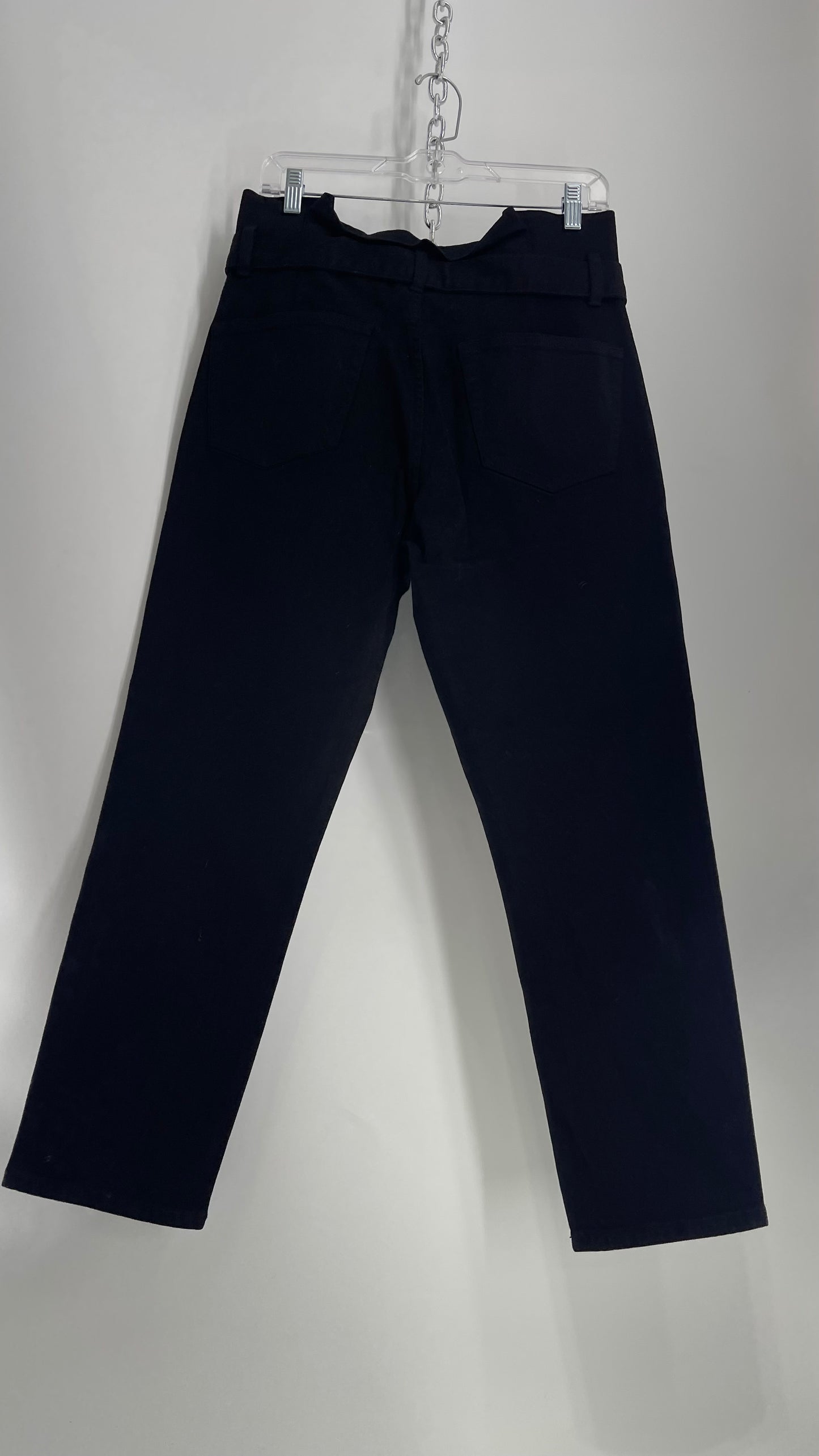 FRAME Black Denim Tie Waist Straight Legs with Tags Attached (28)