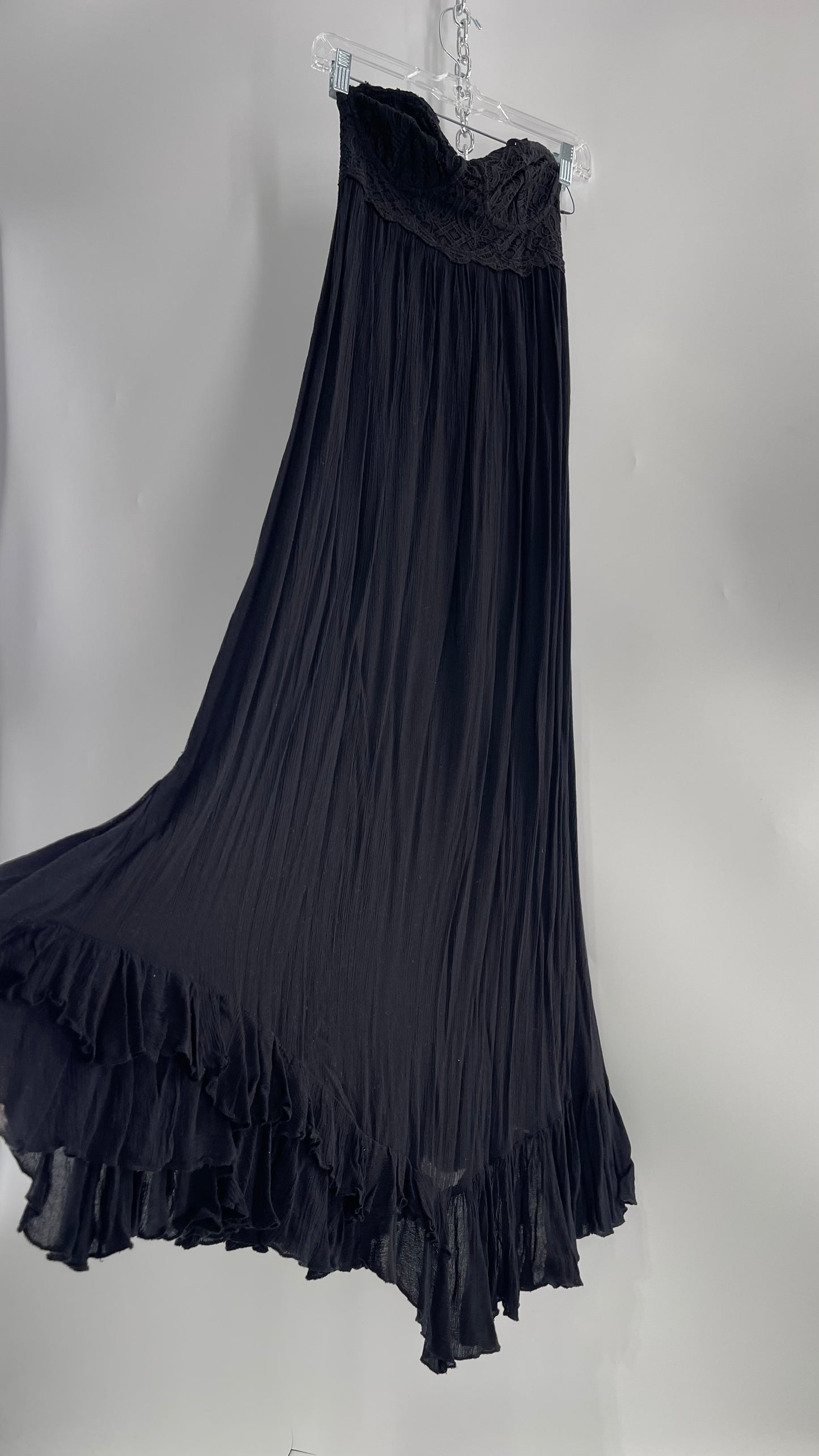 Free People Adella Black Full Length Maxi Dress (Small)