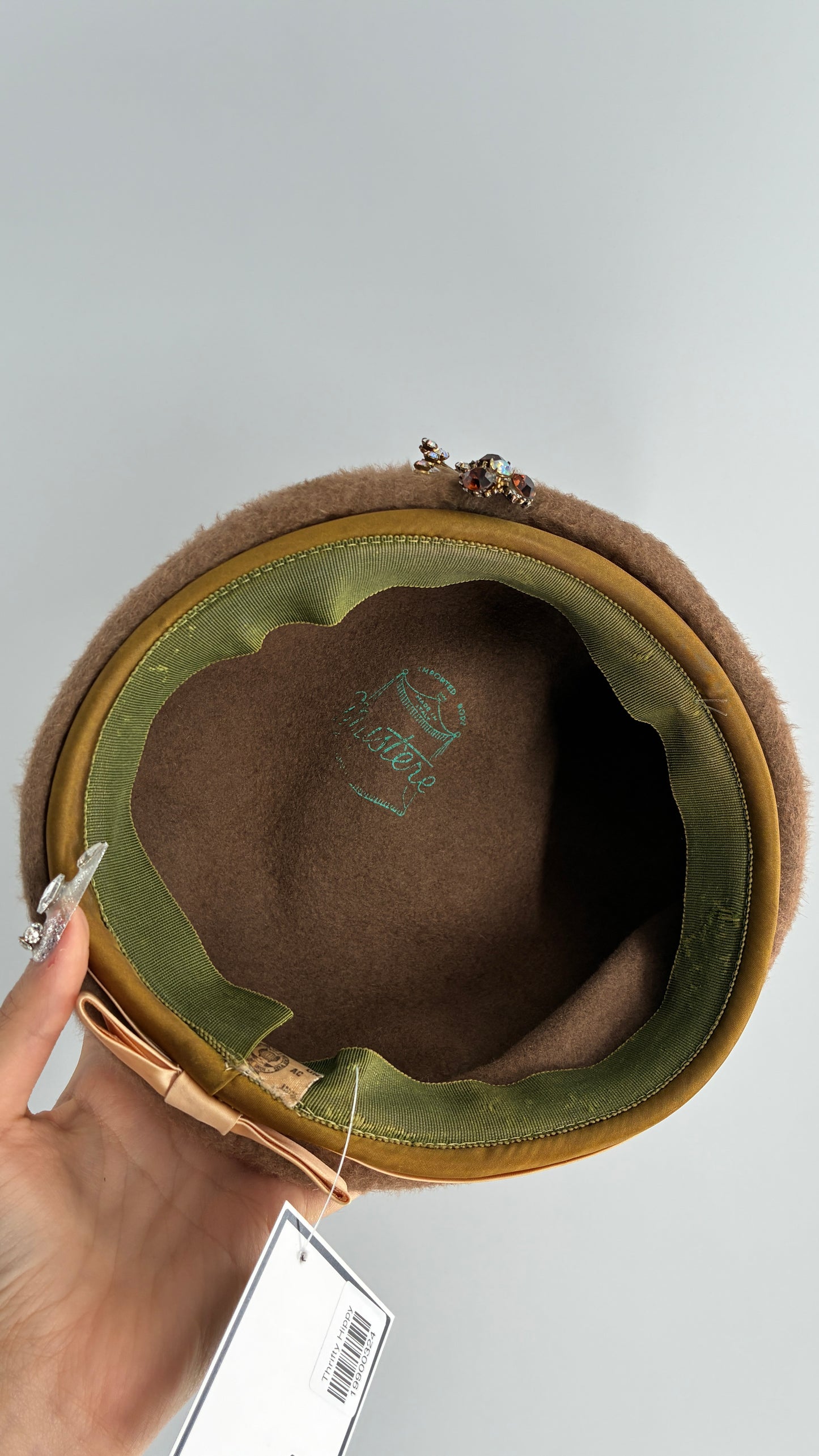 Vintage ROBBI LOU Brown Pillbox Hat