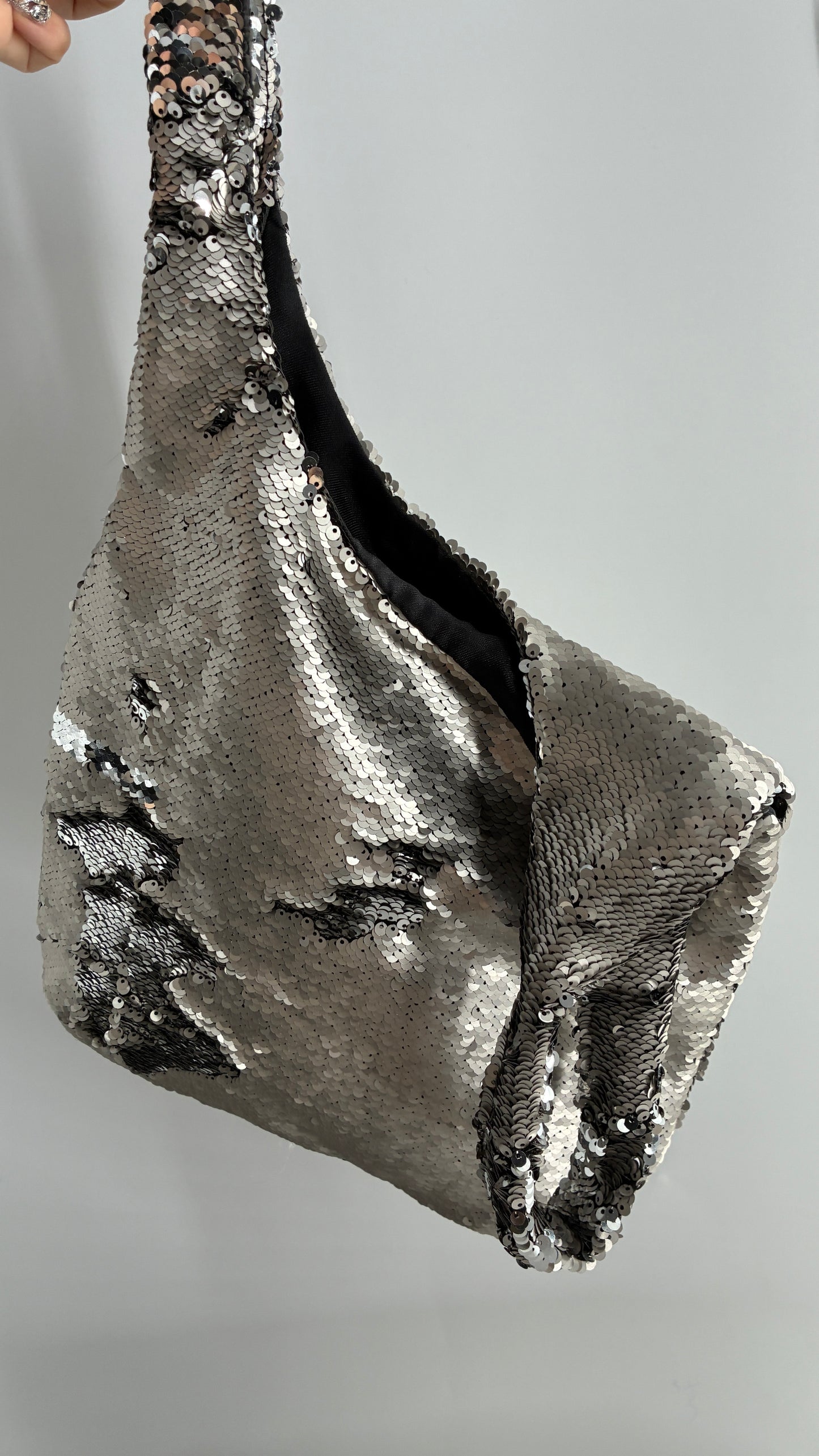 Free People ECOTE Silver Sequin Tote Bag