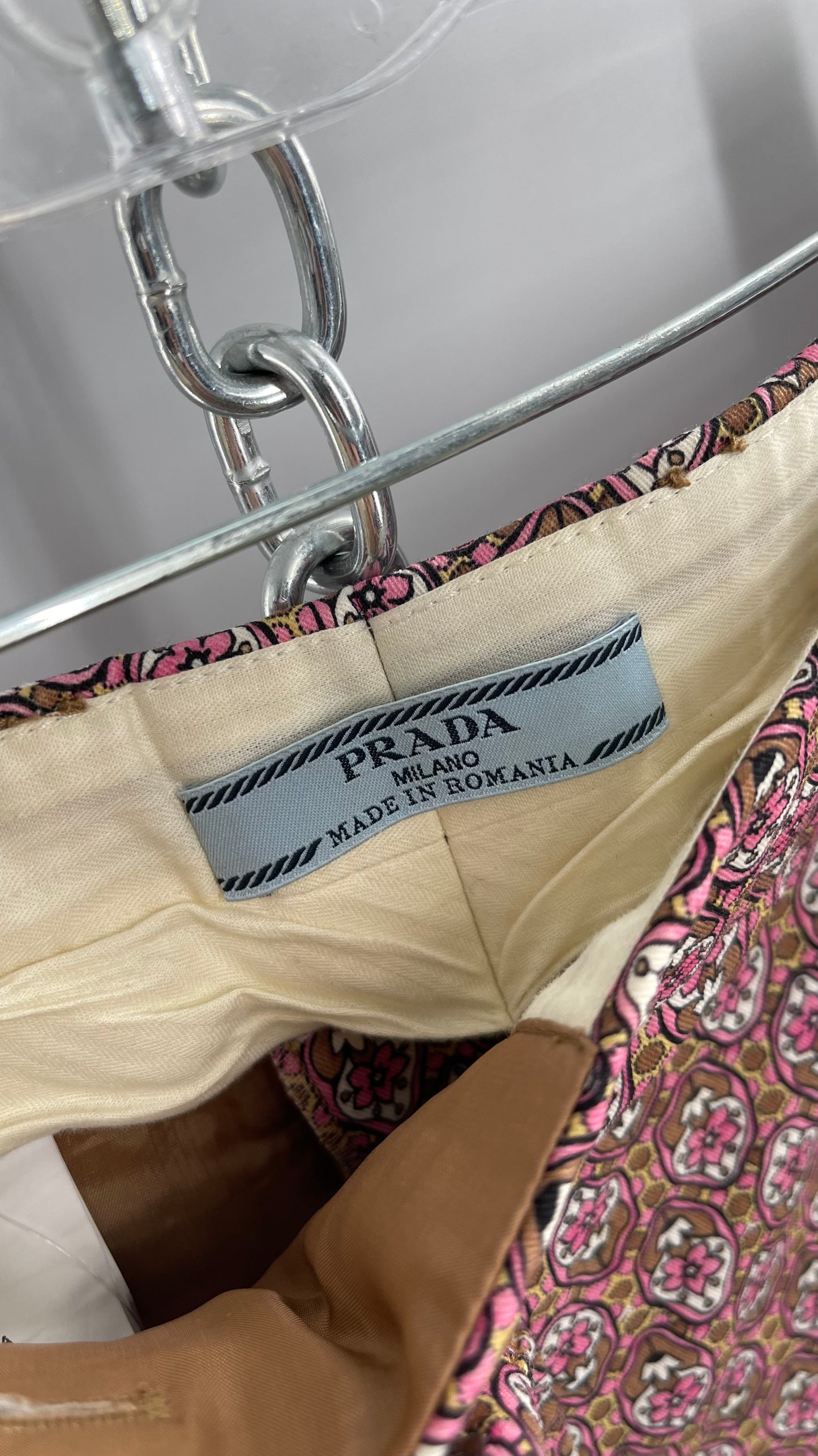 Vintage PRADA Trouser Brown Pink 1970s Style Pattern (28)