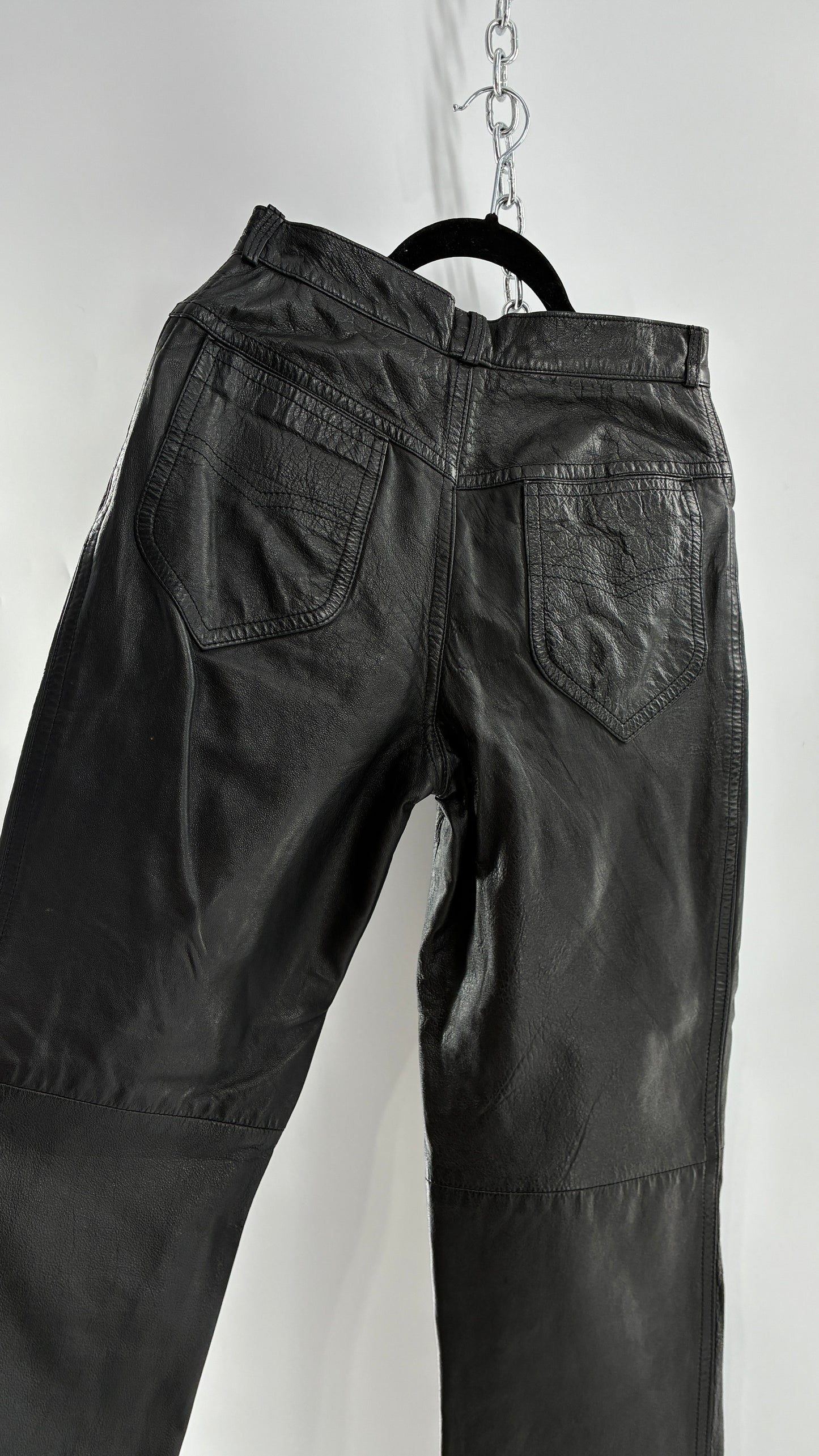 Vintage LILLIE RUBEN High Waisted Black Thin Leather Pants (6)