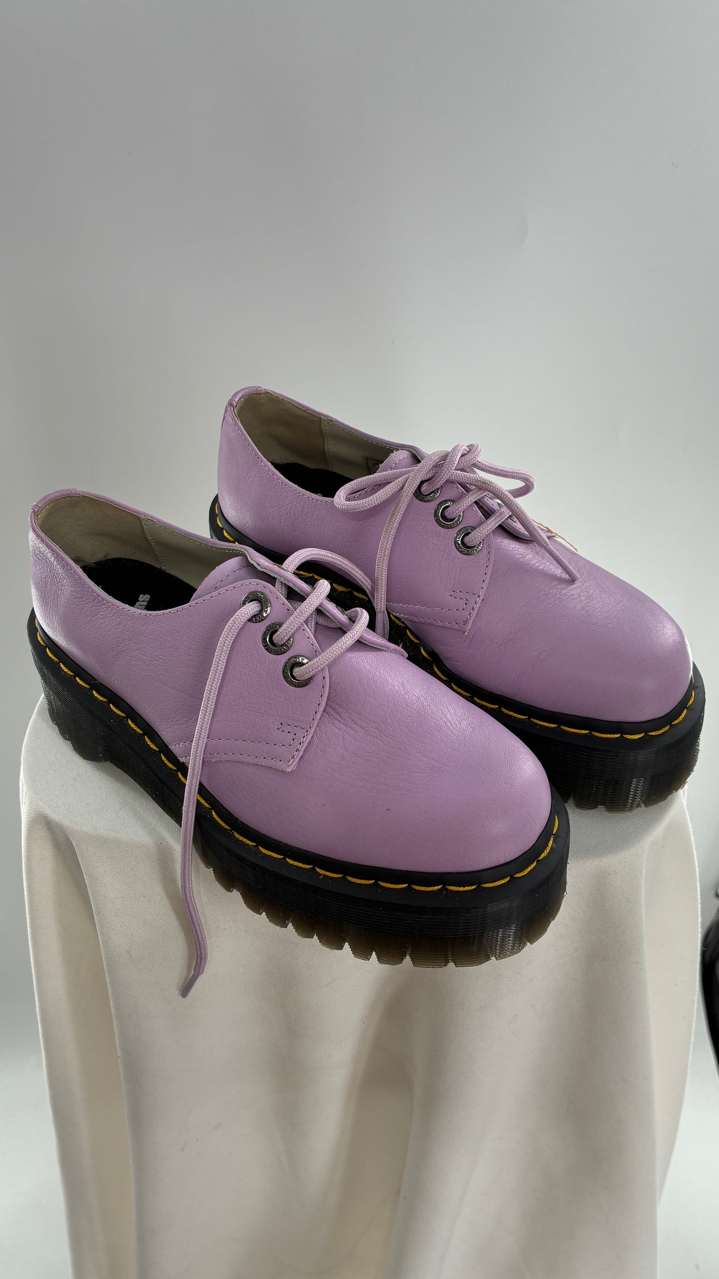 Vintage Dr. Martens 1461 Quad II, Lilac Purple, Pisa Leather Platform Oxfords (6)