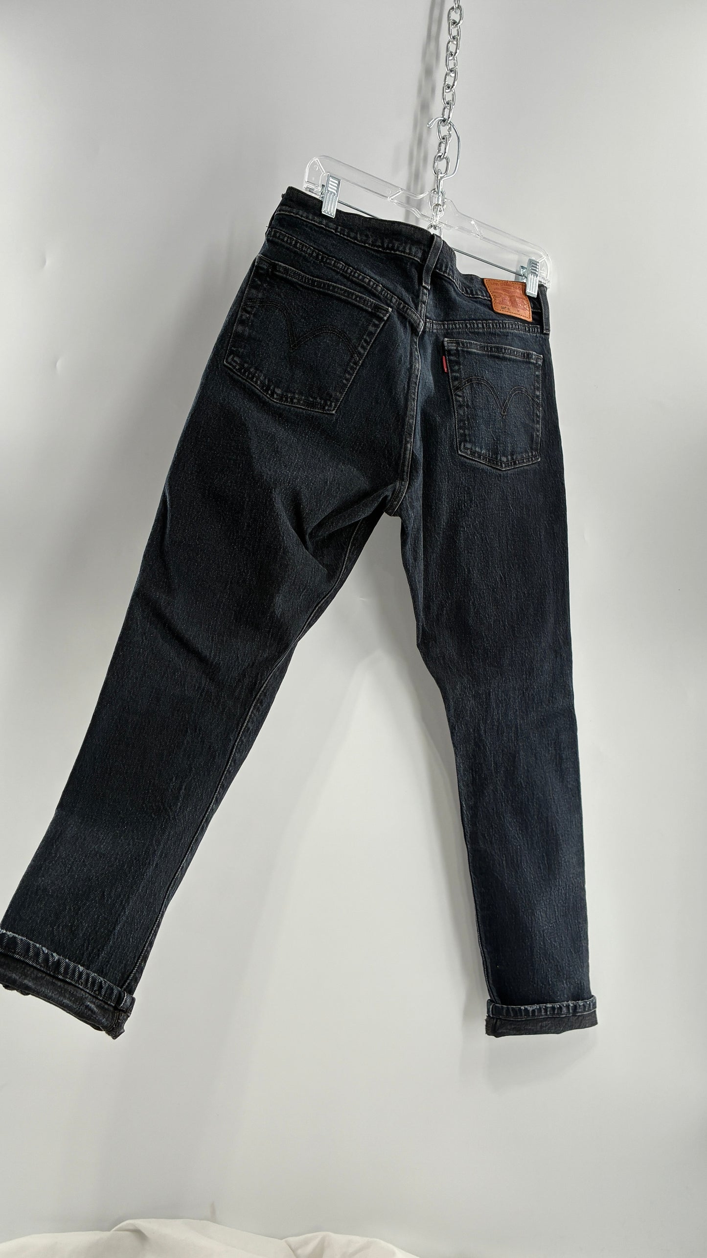 Vintage LEVI Dark Wash Distressed Denim 501s (30x28)