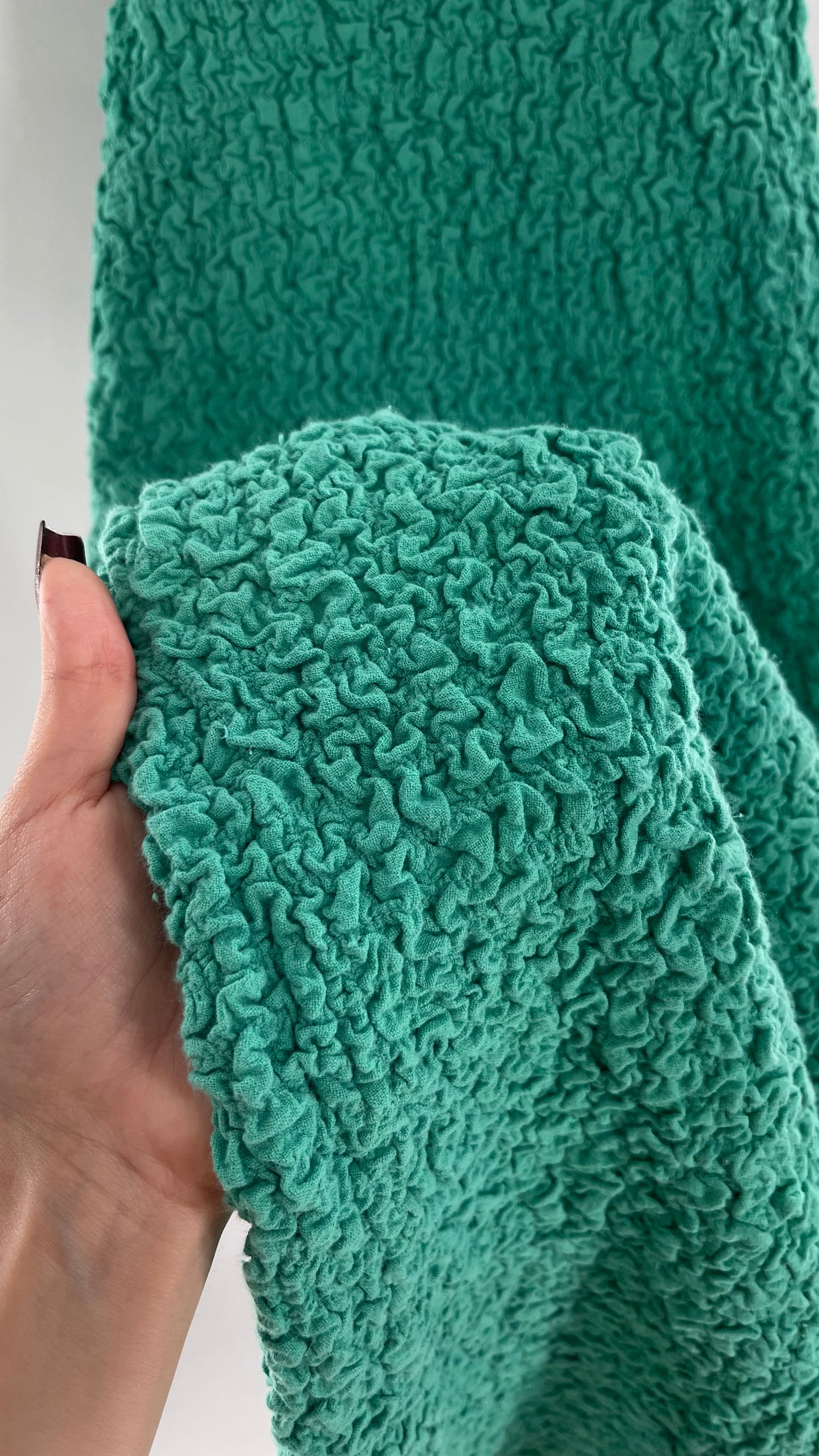 Free People Kelly Green Popcorn Maxi Dress with Low, Open Back Detail (XS)