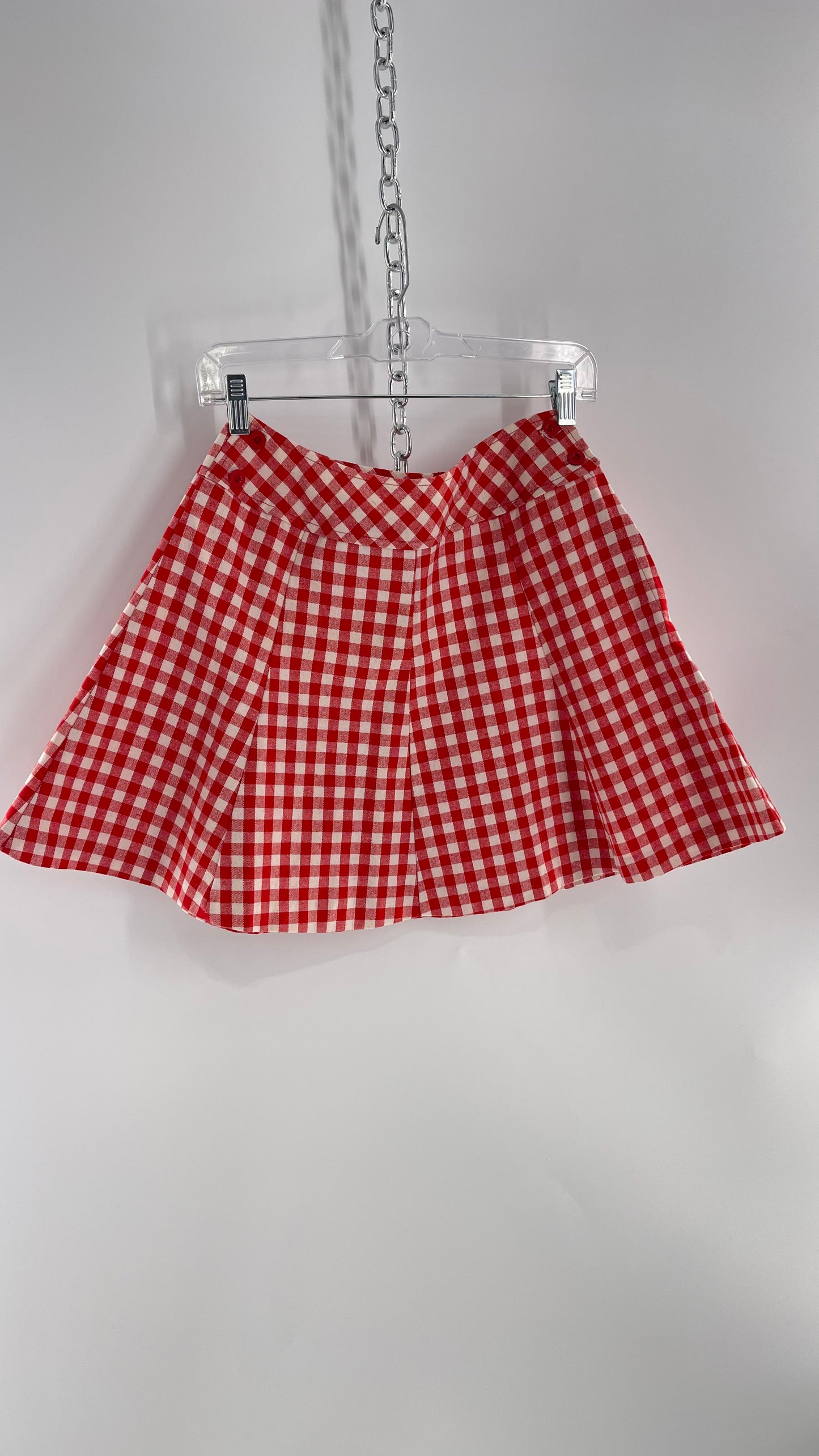 Vintage Bobbie Brook Red and White Picnic Mini Skirt (Large)
