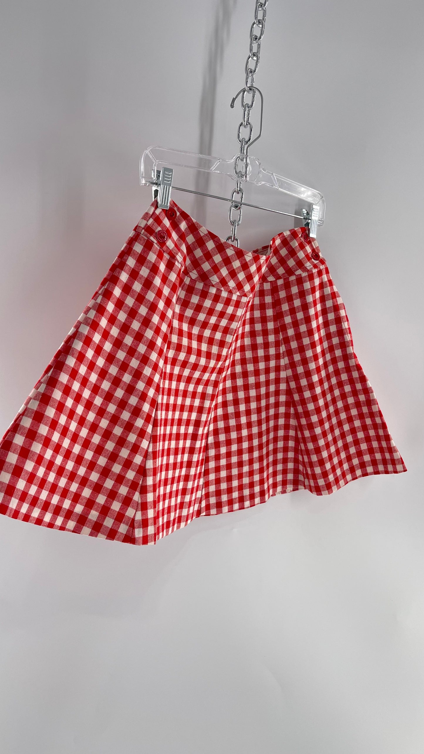 Vintage Bobbie Brook Red and White Picnic Mini Skirt (Large)