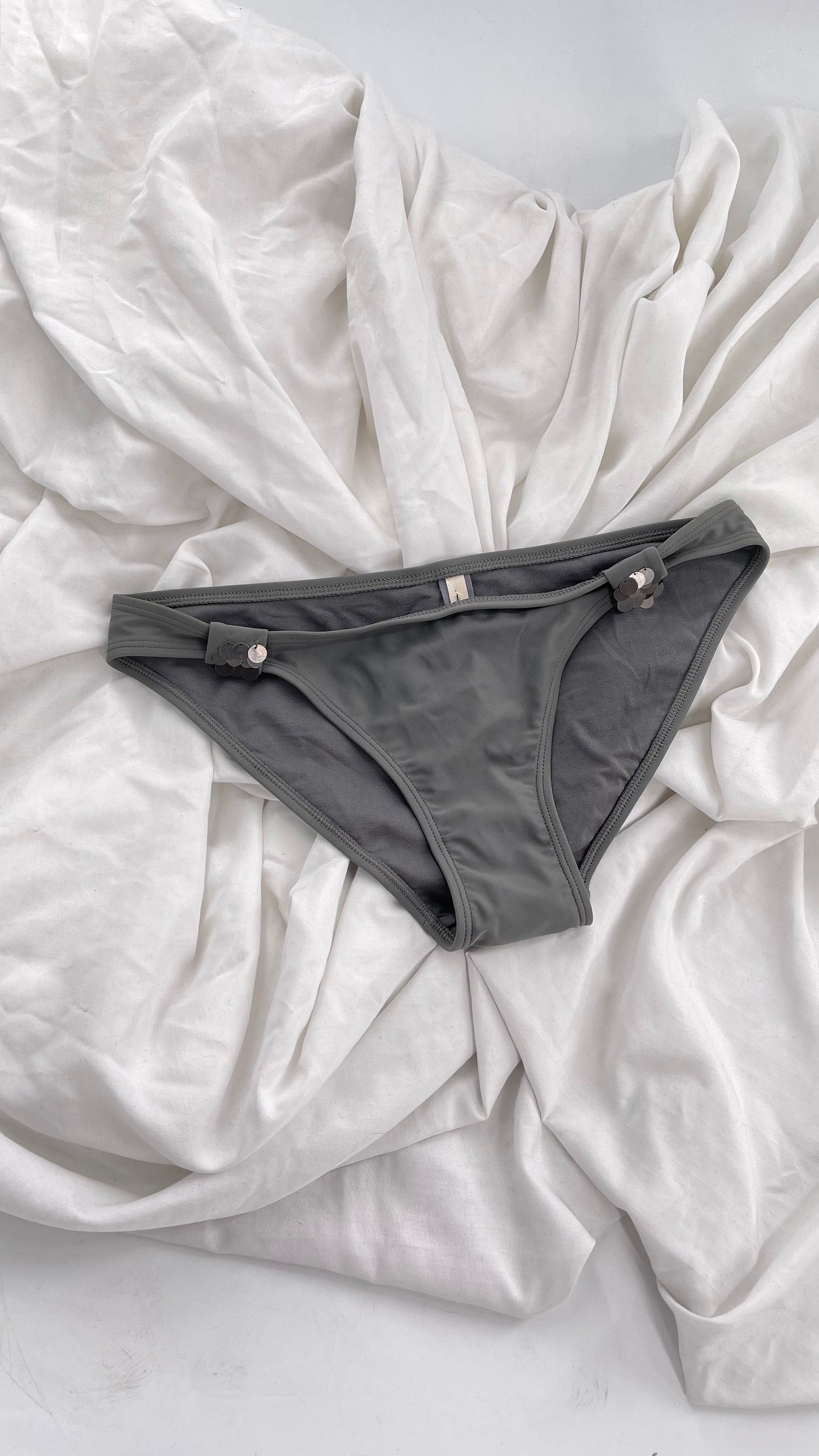 AERIE Gray Swim Bottoms with Metal Sequin Details (Small)