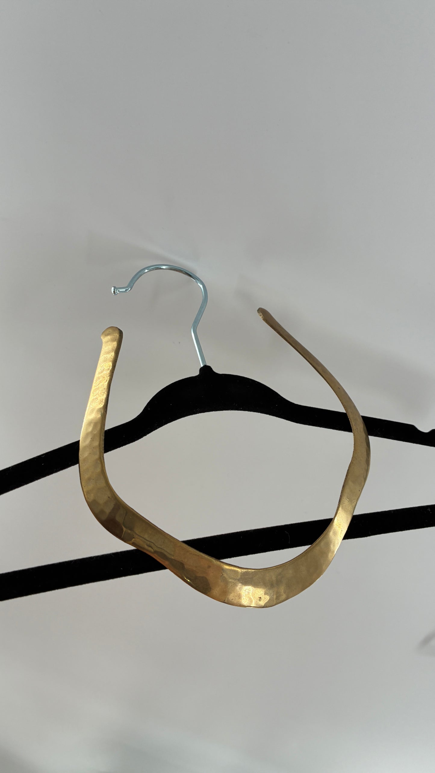 Vintage Hammered Brass Metal Choker Style Necklace