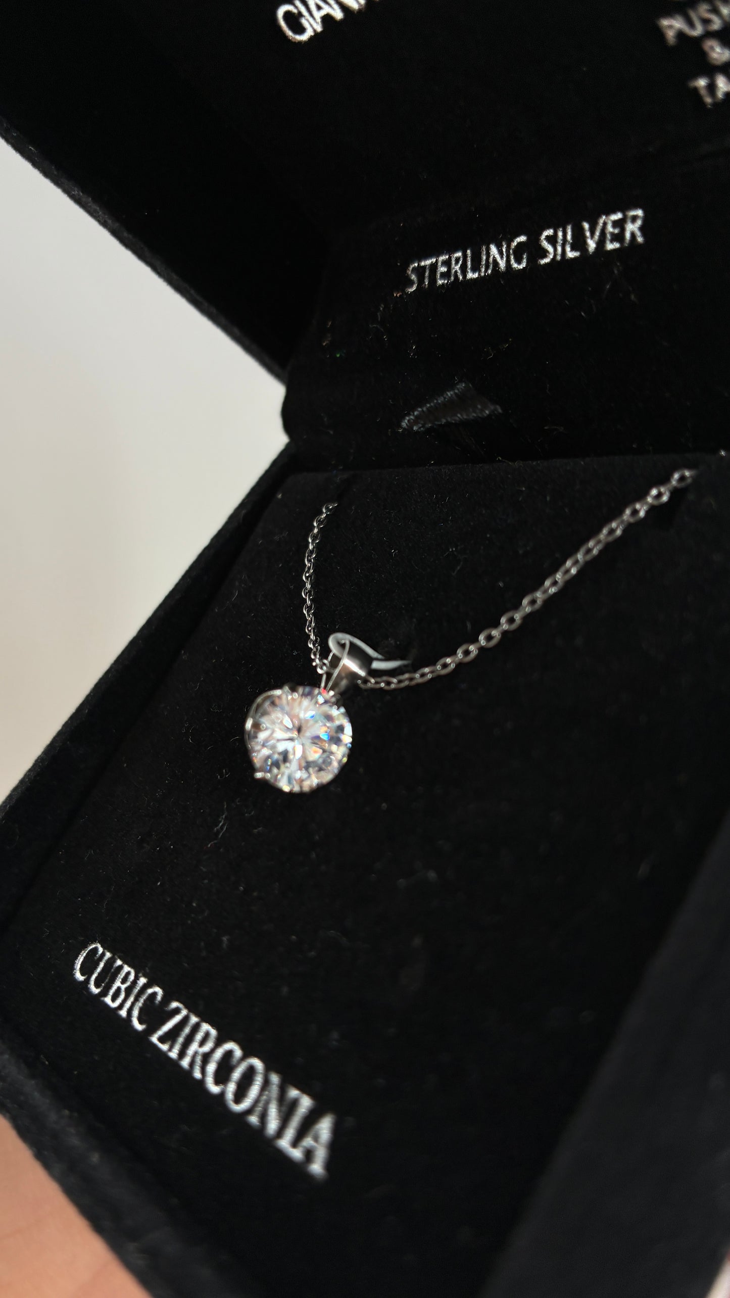 Gianni Bernini Sterling Silver Cubic Zirconia Pendant Necklace in Box