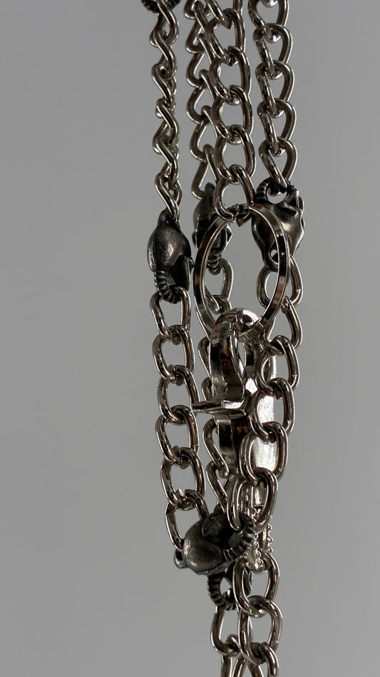 Vintage Dark Silver Metal Skull Chain Belt or Pant Chain (Small)