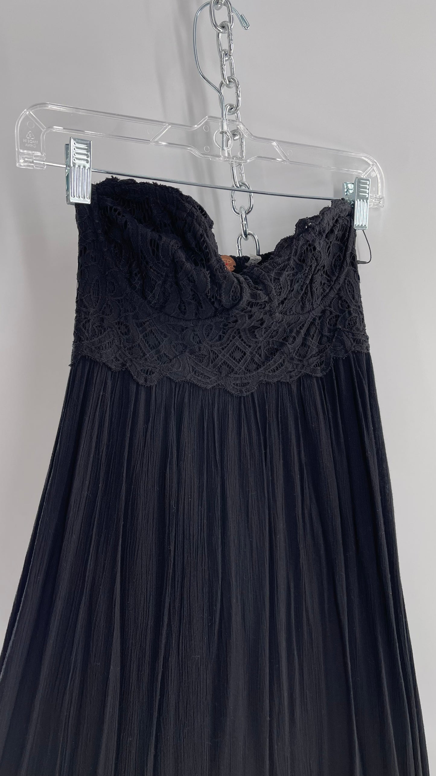 Free People Adella Black Full Length Maxi Dress (Small)