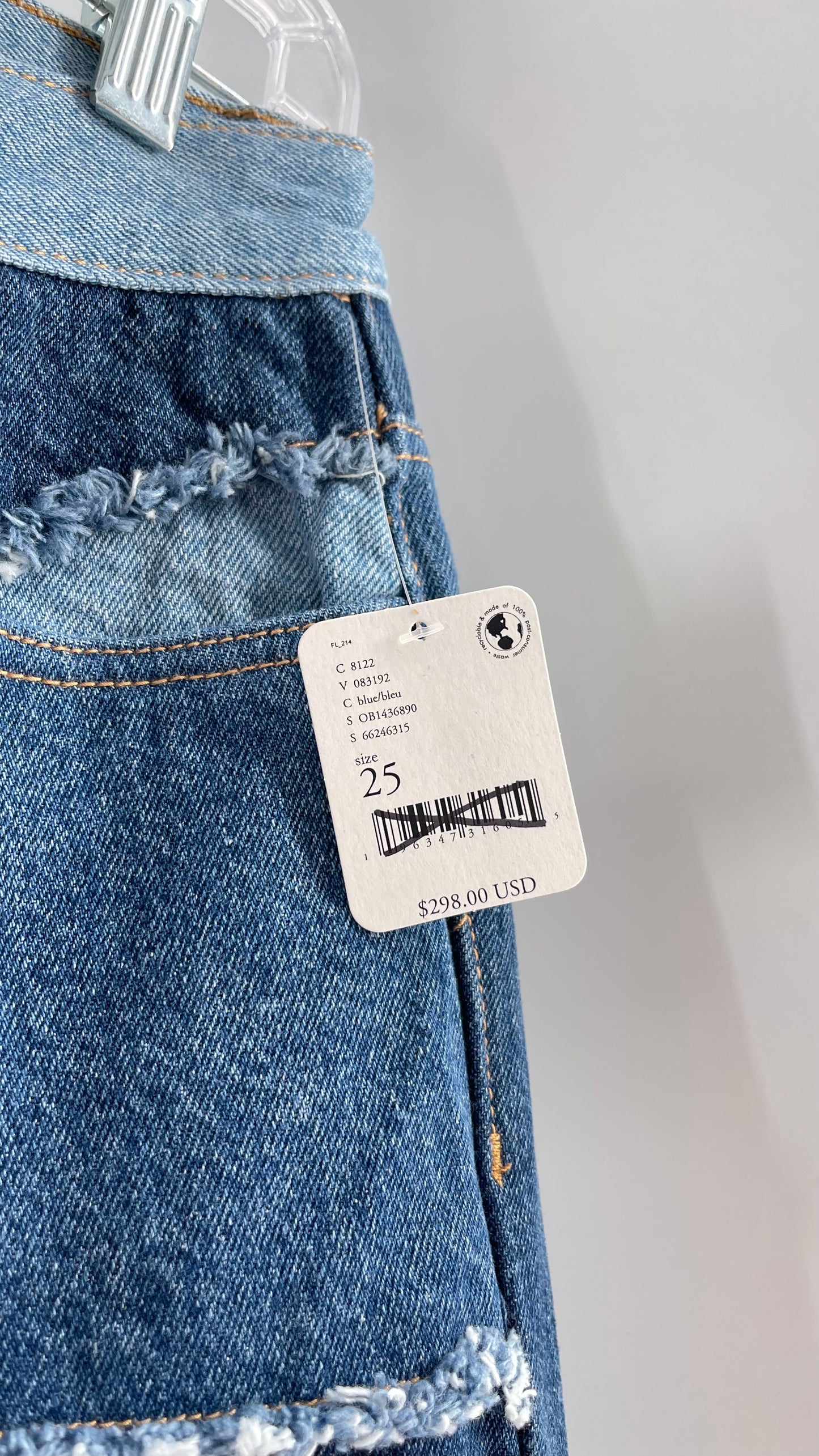 Free People Multi Denim Toned Wavy Patched Jeans (25) ***WITH TAGS***