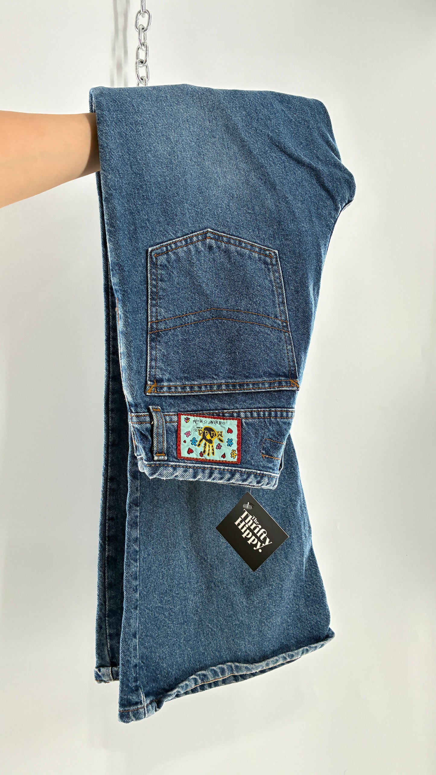 Vintage 1980s MUDD Flared Button Front Jeans with Colorful Jacron (9)