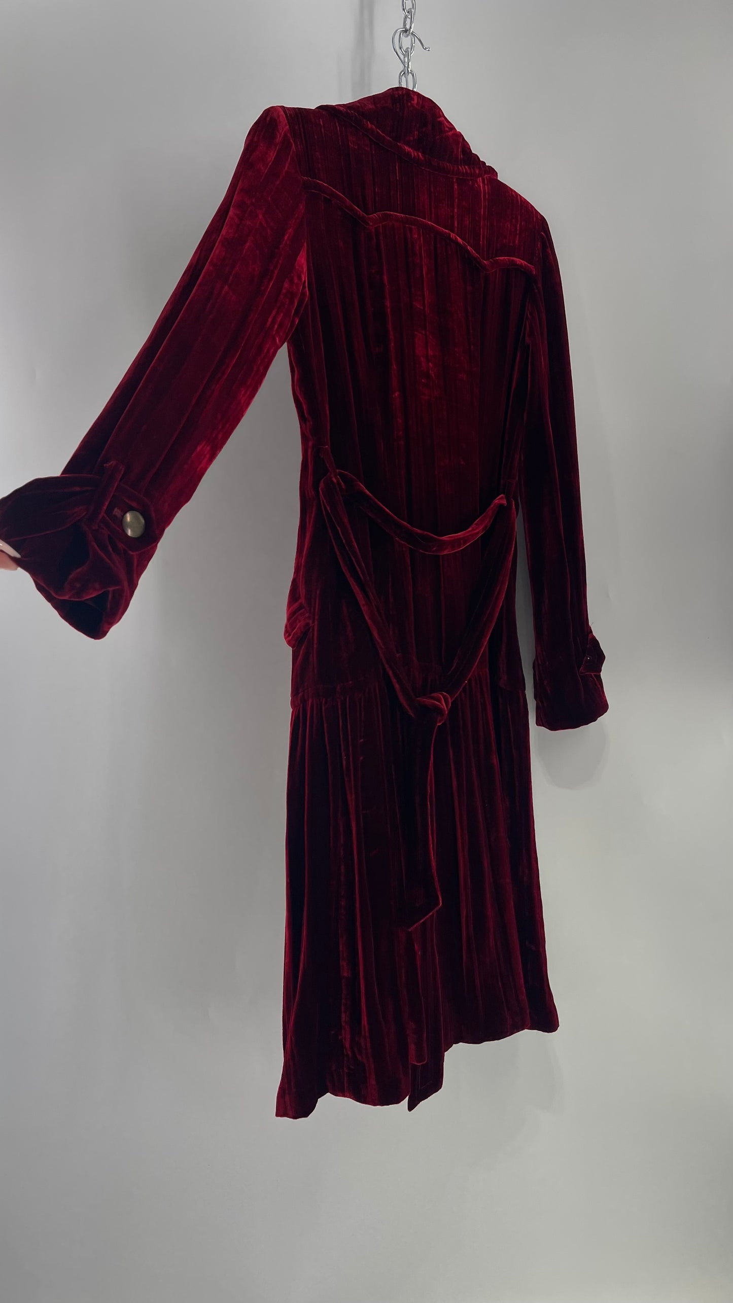 Cynthia Steffe Oxblood Red Velvet Double Breasted Gold Button Coat (XS)