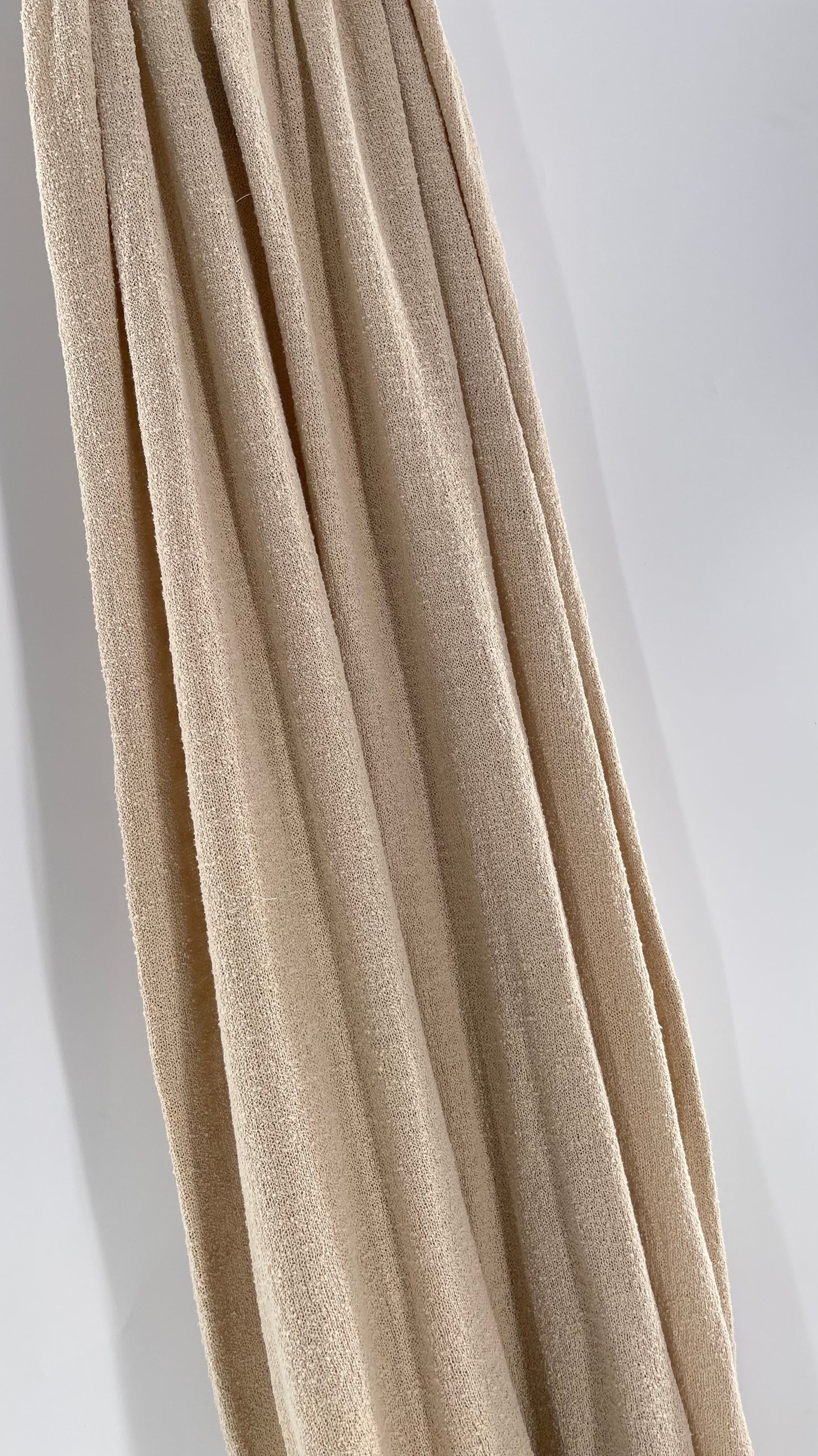 Free People Beach Beige Slinky Halter Textured Maxi Dress