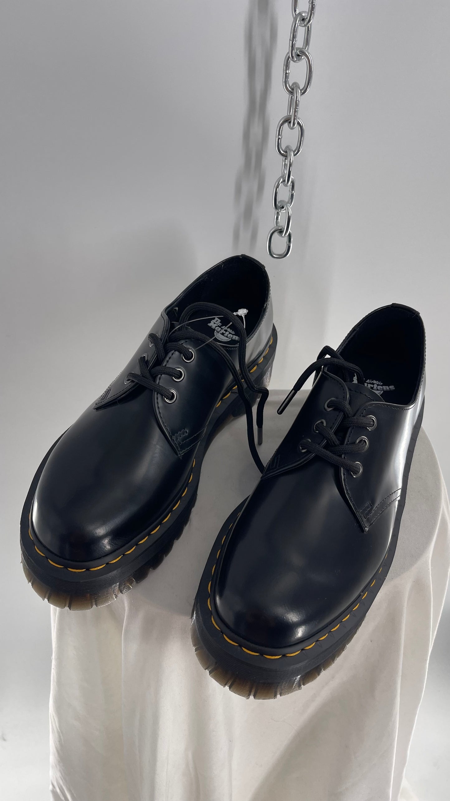 Dr.Martens Black Patent 1461 Quad li Leather Platform Oxfords (8.5L, 7.5M)