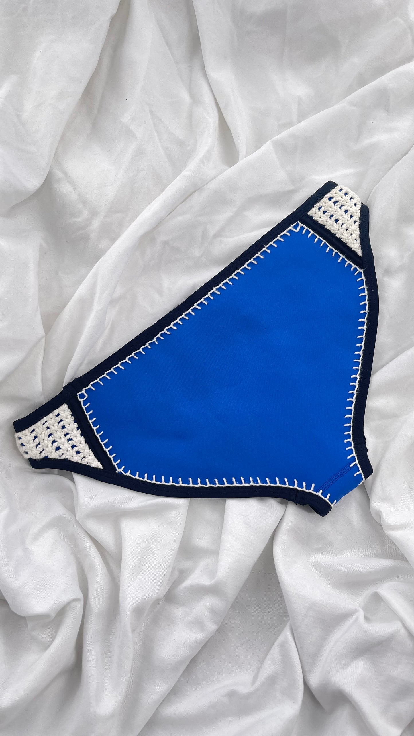 TRIANGL Swim Royal Blue and Black Neoprene Swim Bottoms with Crochet Sides (Small)