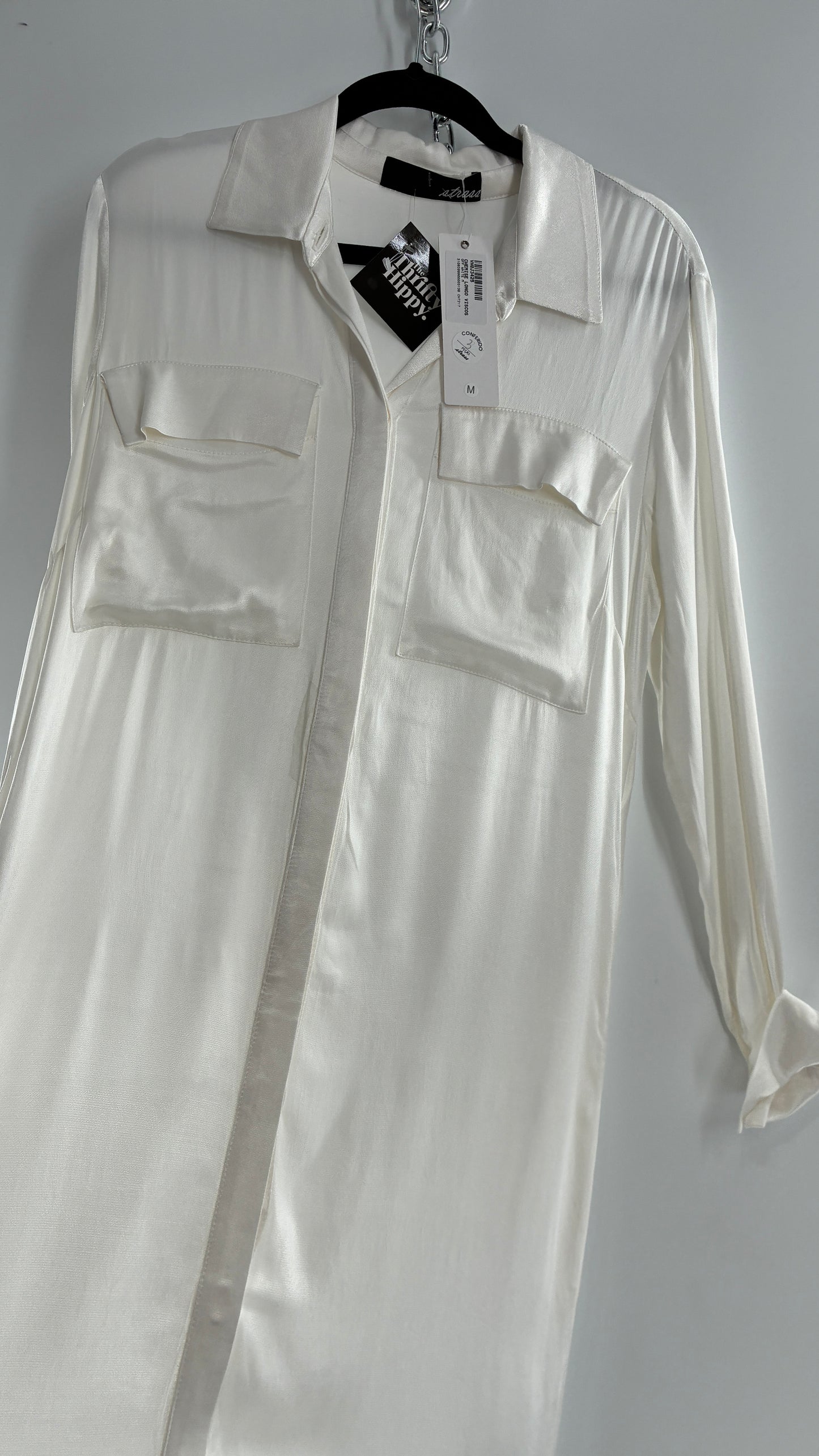 ST. BRAND BY STRASS White Button Up Style Dress with Tags Attached (Medium)