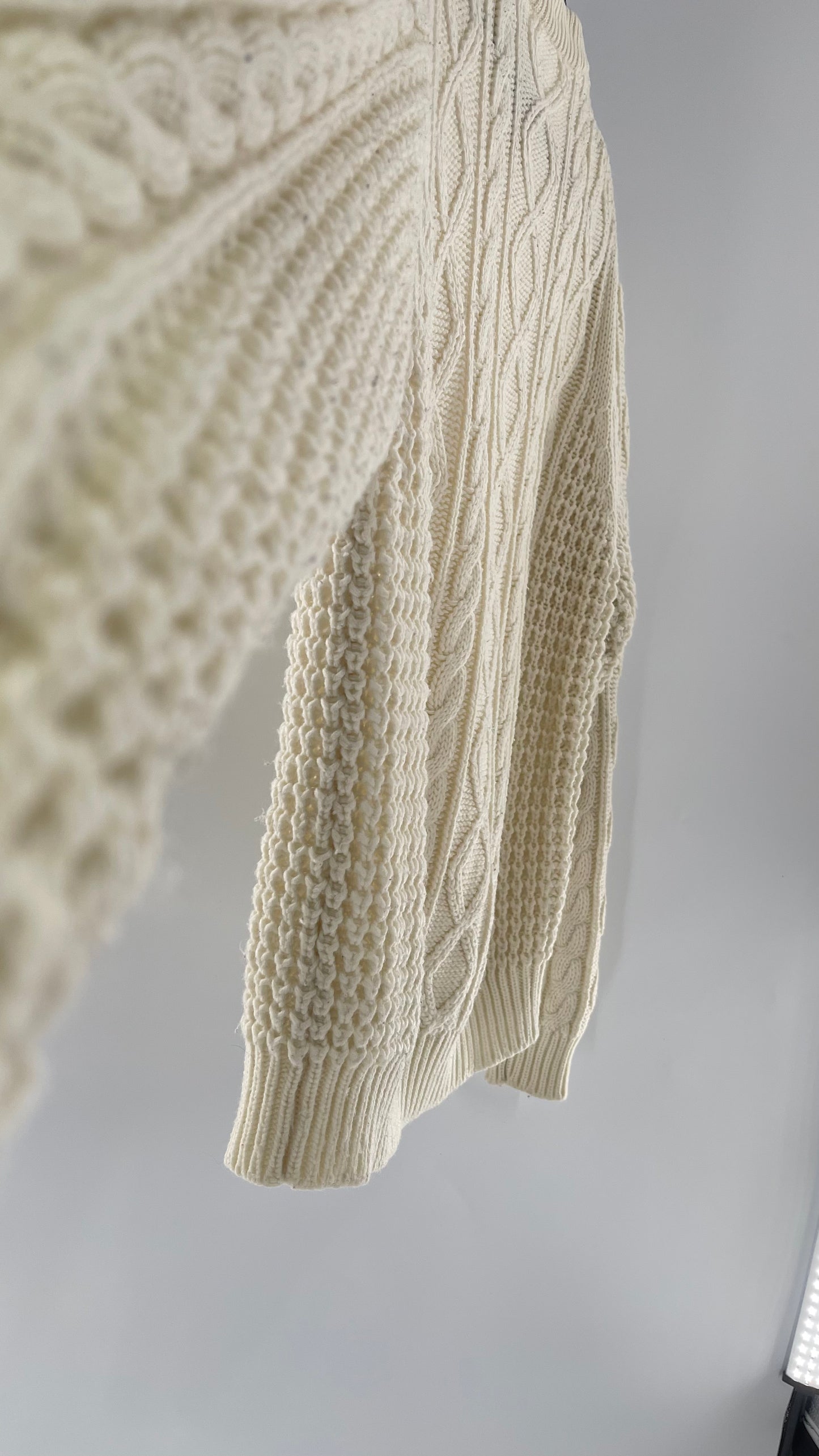 Vintage Ivory Cableknit Slouchy Sweater (Large)