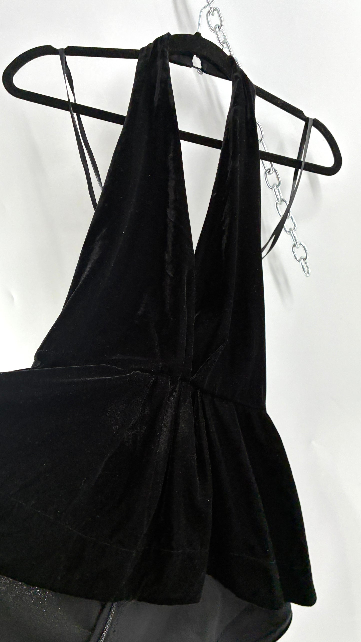 Free People Black Velvet Backless Halter (Small)