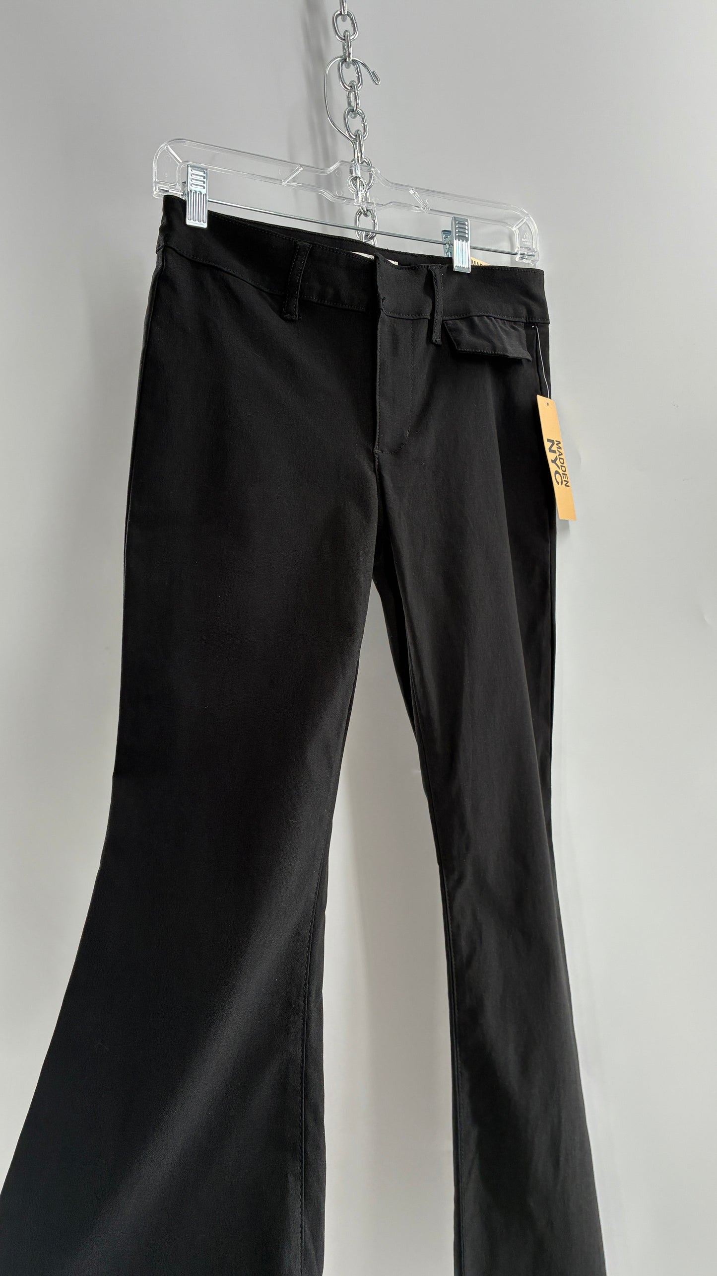 Deadstock Vintage MADDEN NYC Stretchy Black Mid Rise Flare (Small)
