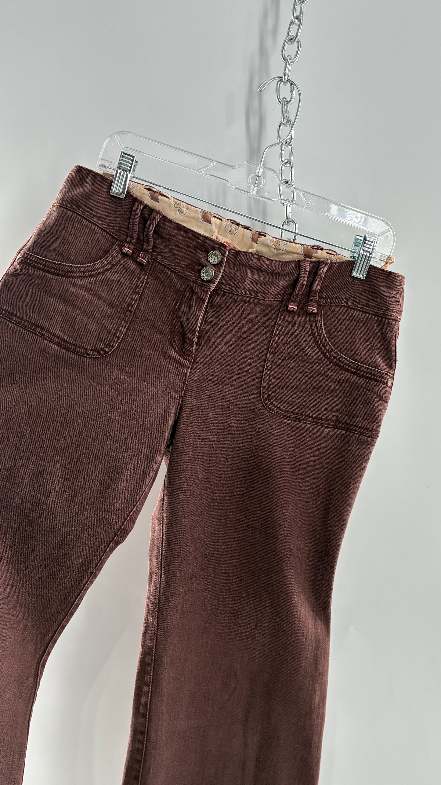 Vintage BICA CHEIA Brown Low Rise Wide Leg Jeans with Mini Pockets (32)