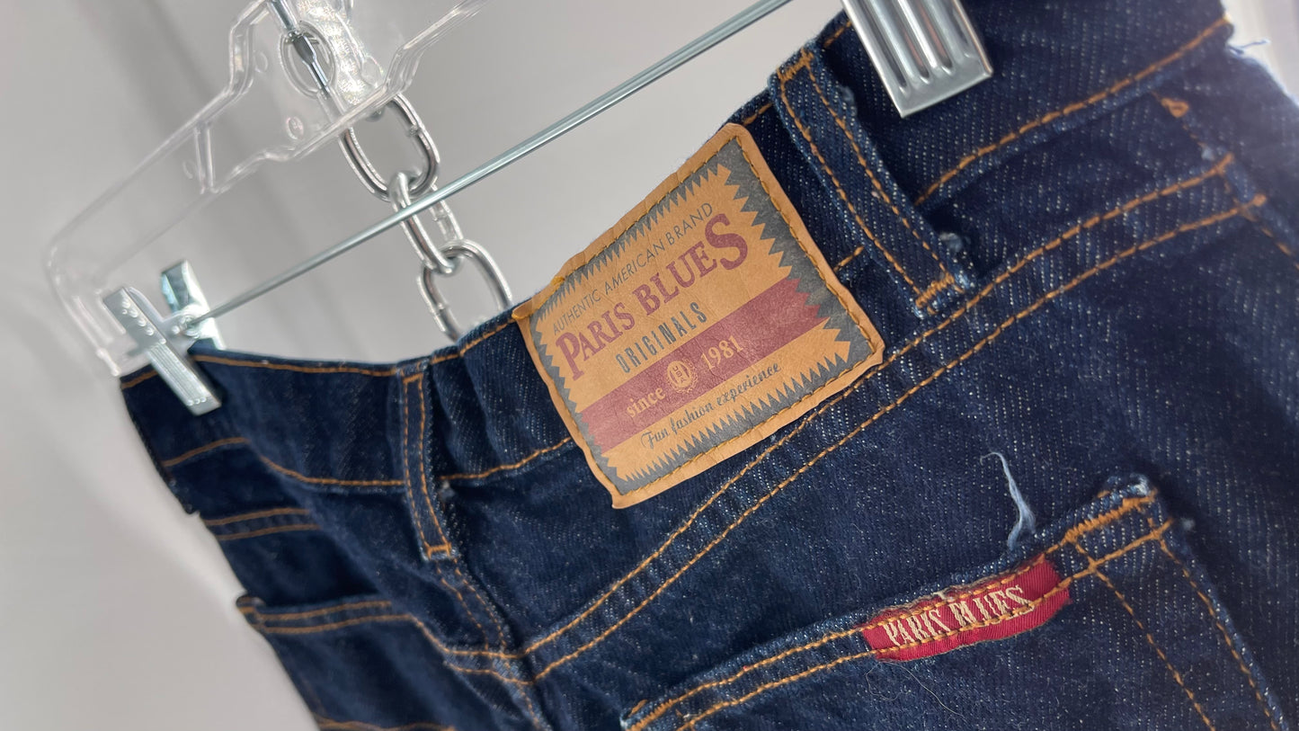 Vintage PARIS BLUES Dark Wash Kick Flare Denim Jeans(5)