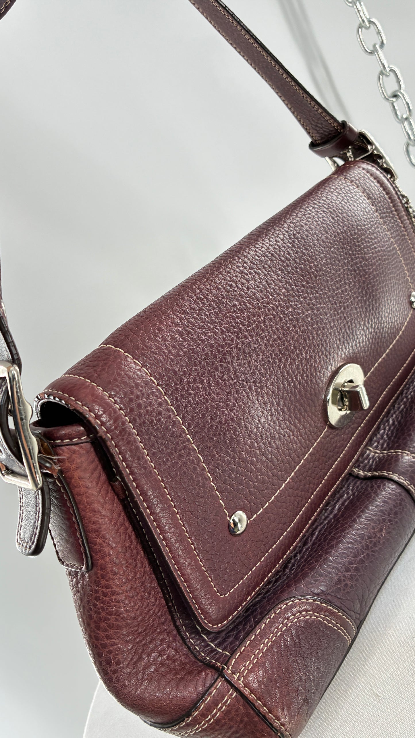 Vintage COACH Hamilton Purple Burgundy Leather Crossbody