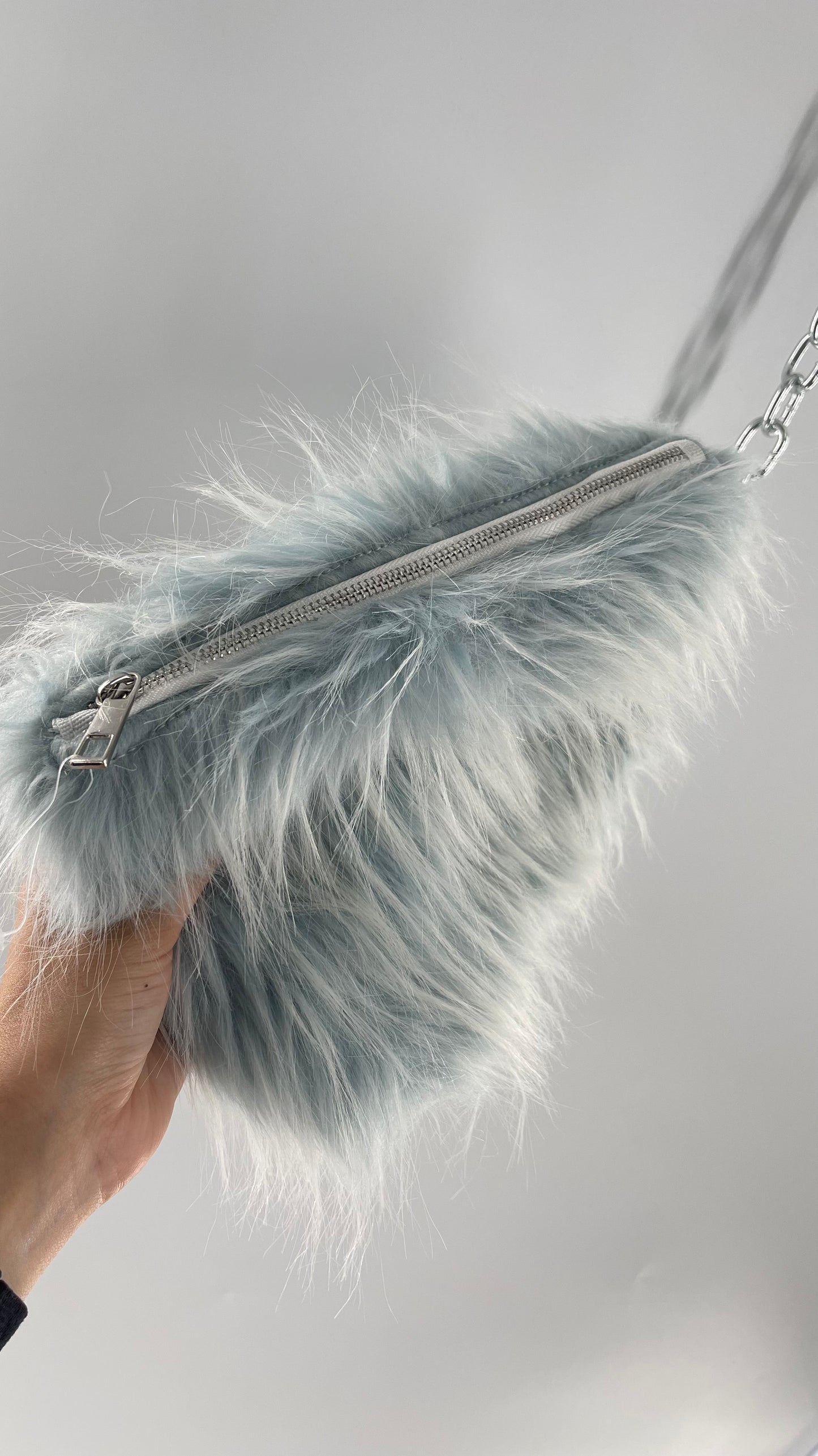 Urban Outfitters Baby Blue Troll Hair Fuzzy Makeup Bag
