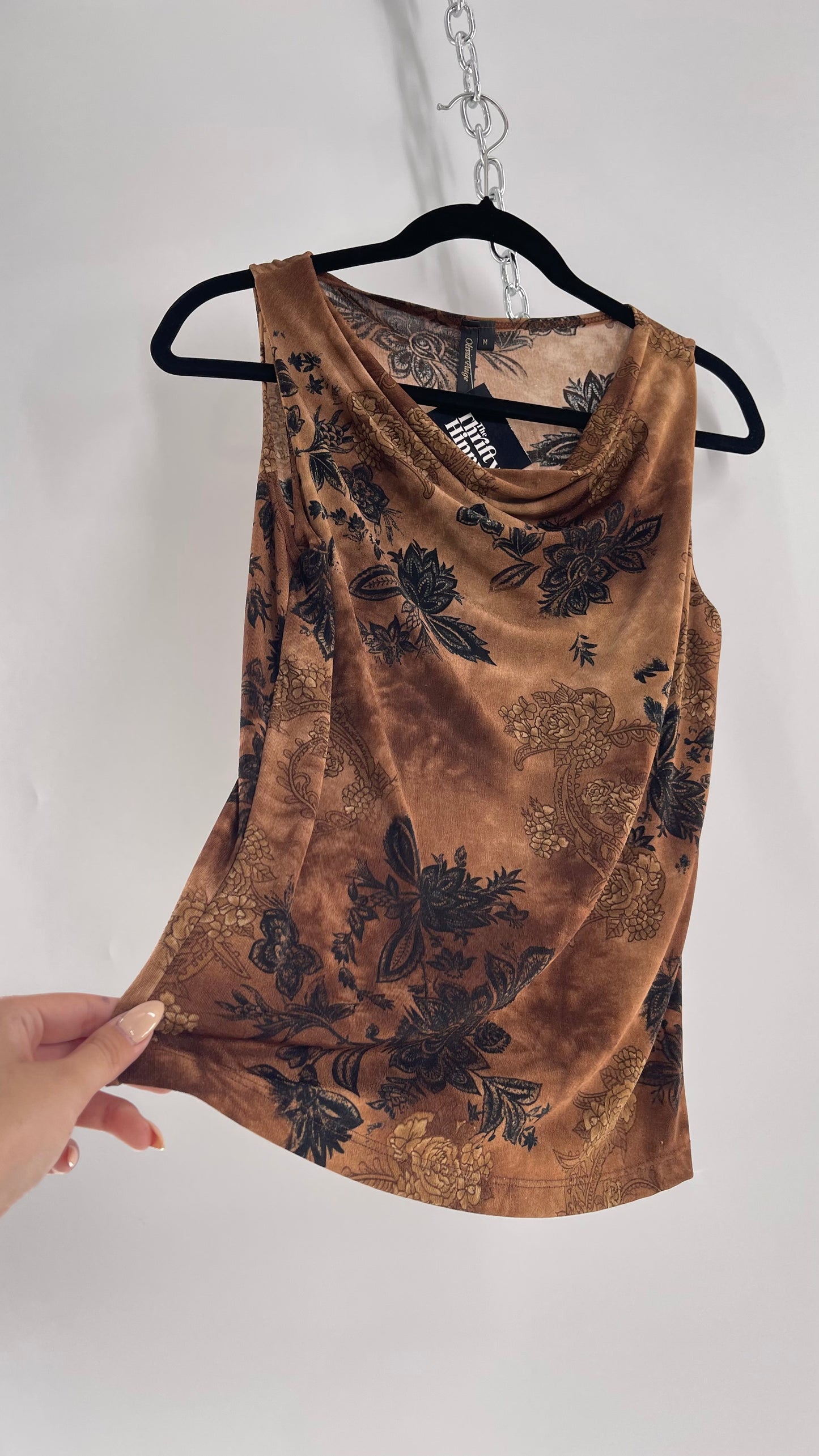 Vintage Olivia Paige Brown Tie Dye Floral Tank (Medium)