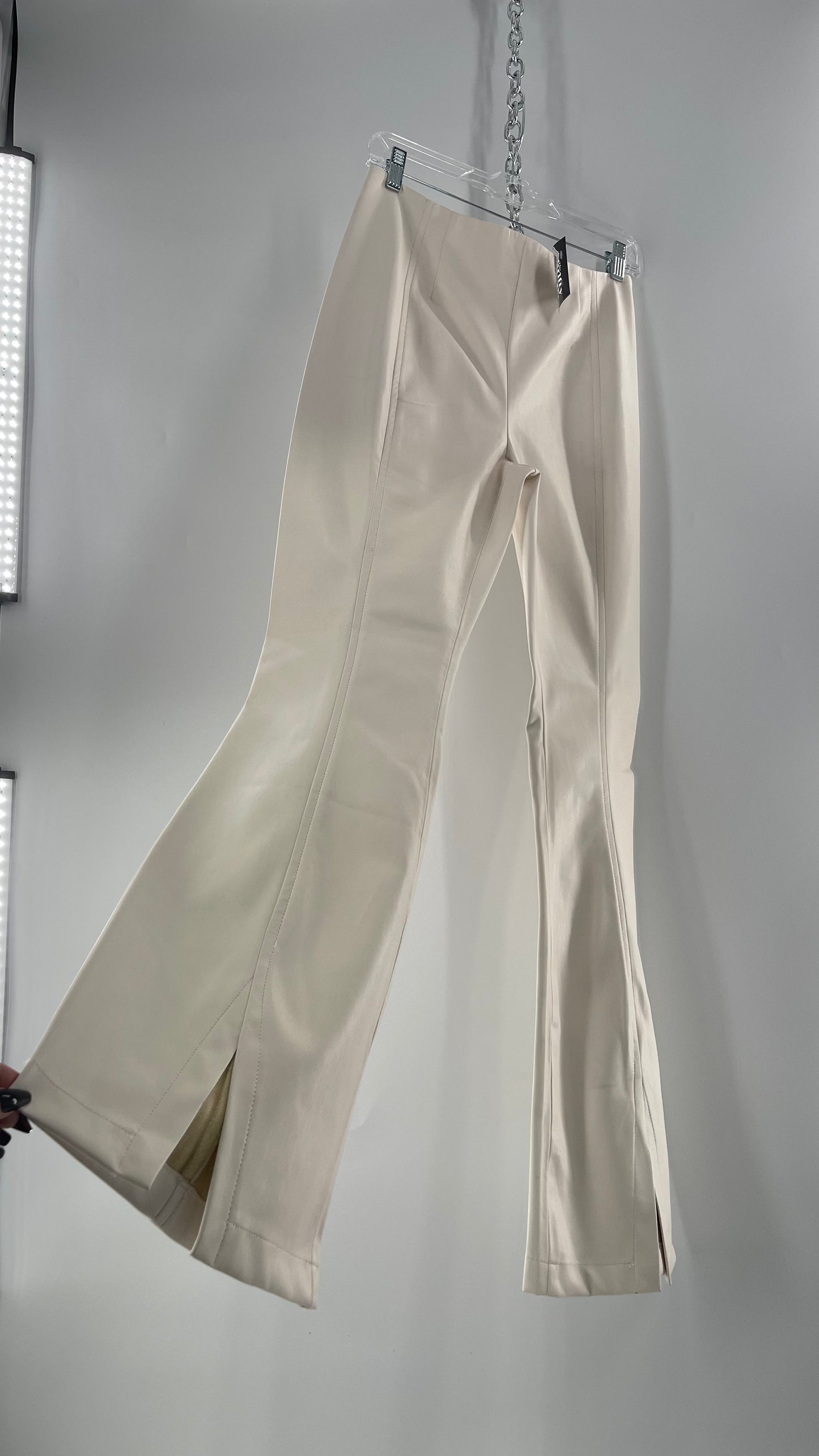 Free People White Cream Faux Flare Leather Pants (29)