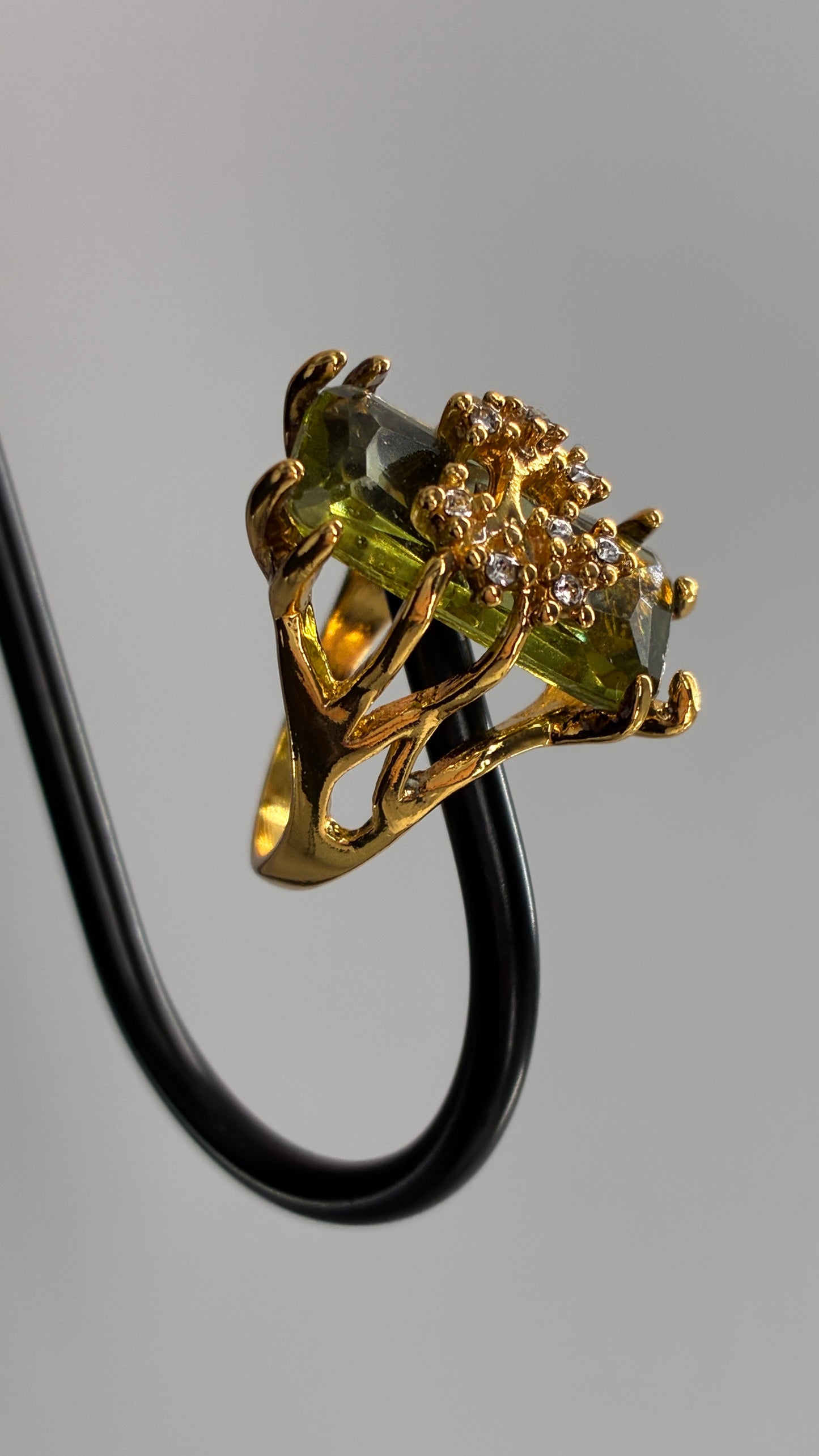 Gold Ring with Green Stone (Size 7)