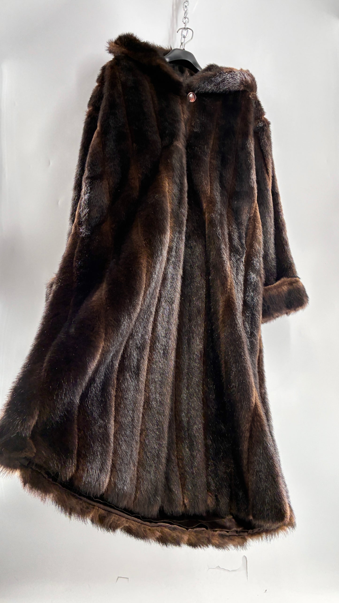 Vintage TALLY HO Hooded and Paneled, Vegan Fur Full Length Coat (Medium)