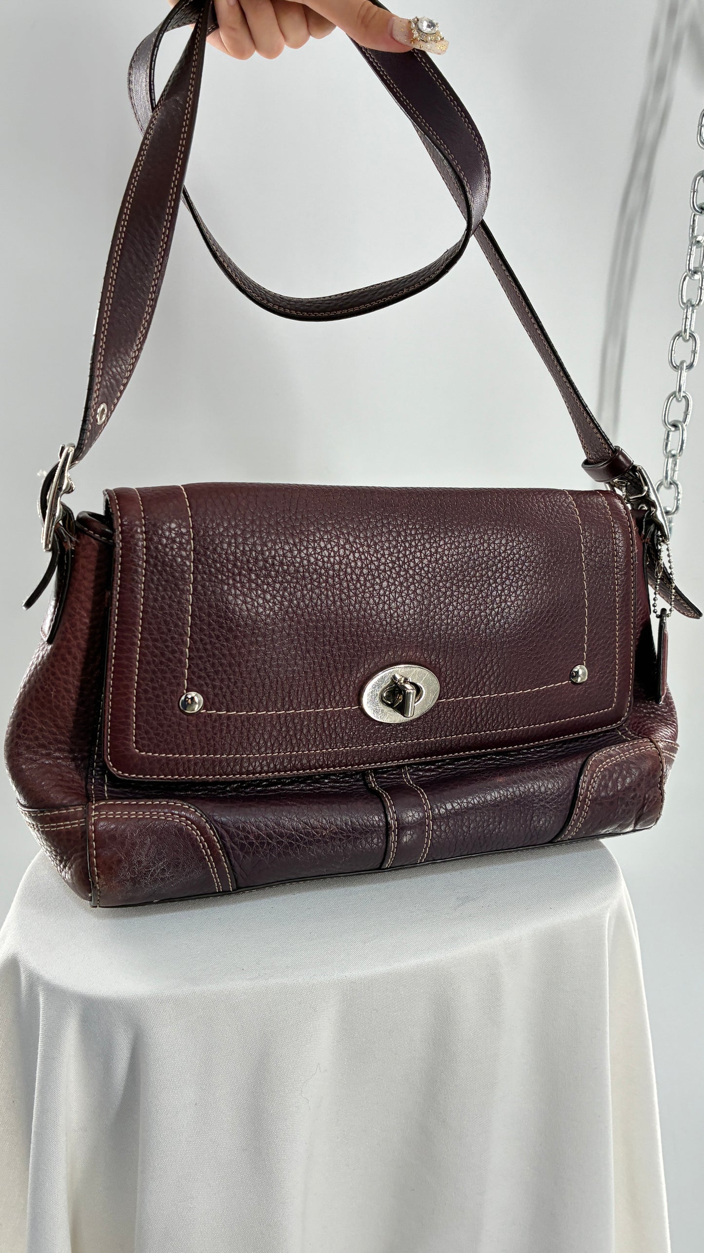 Vintage COACH Hamilton Purple Burgundy Leather Crossbody