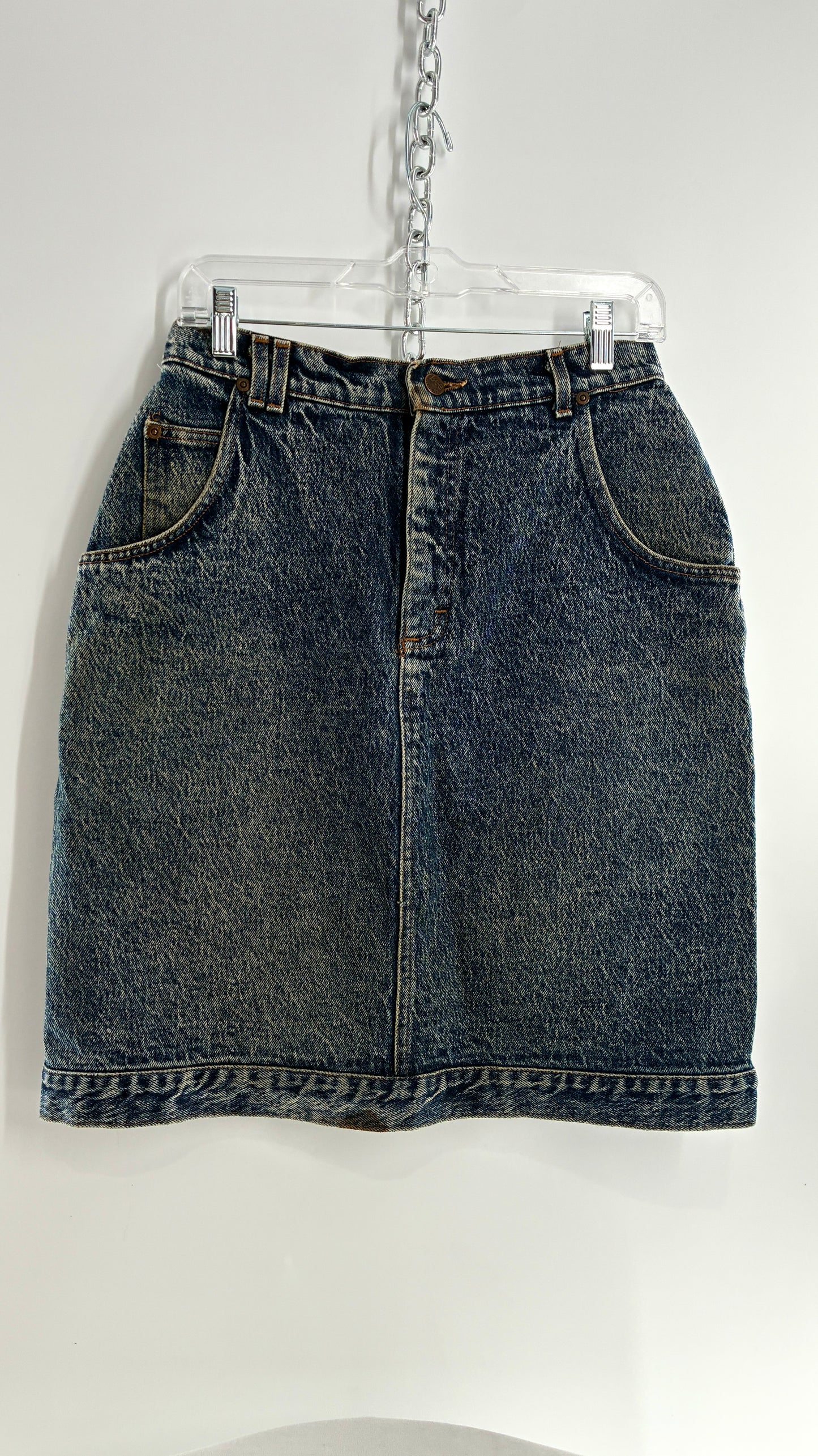 Vintage Lee Acid Washed Denim Medium Wash Skirt (Measured)