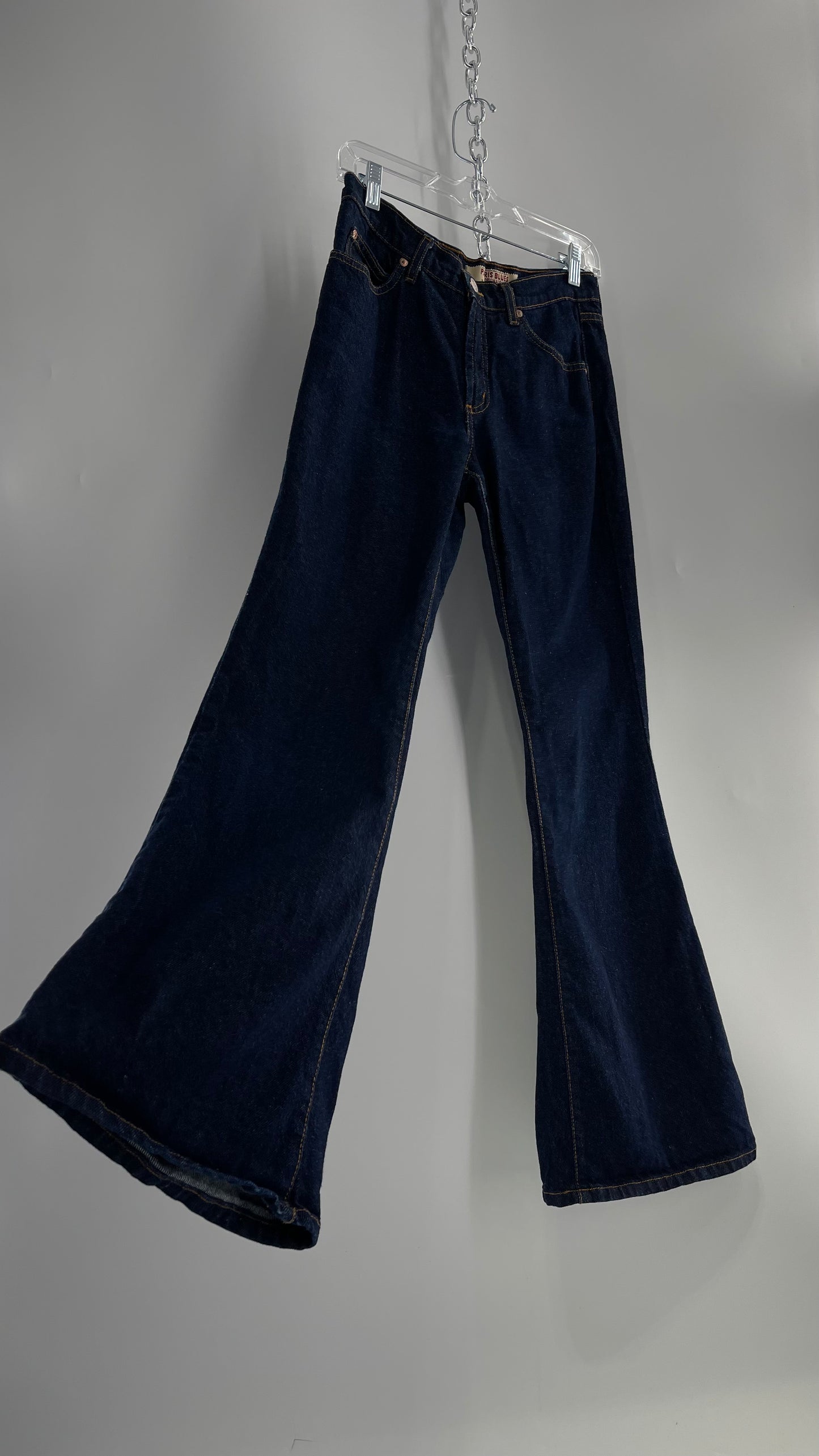 Vintage PARIS BLUES Dark Wash Kick Flare Denim Jeans(5)